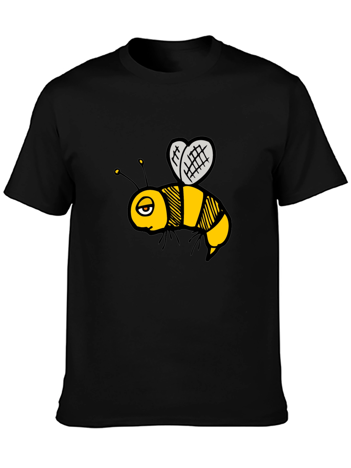 Cartoon Bee Graphic T-Shirt - Black
