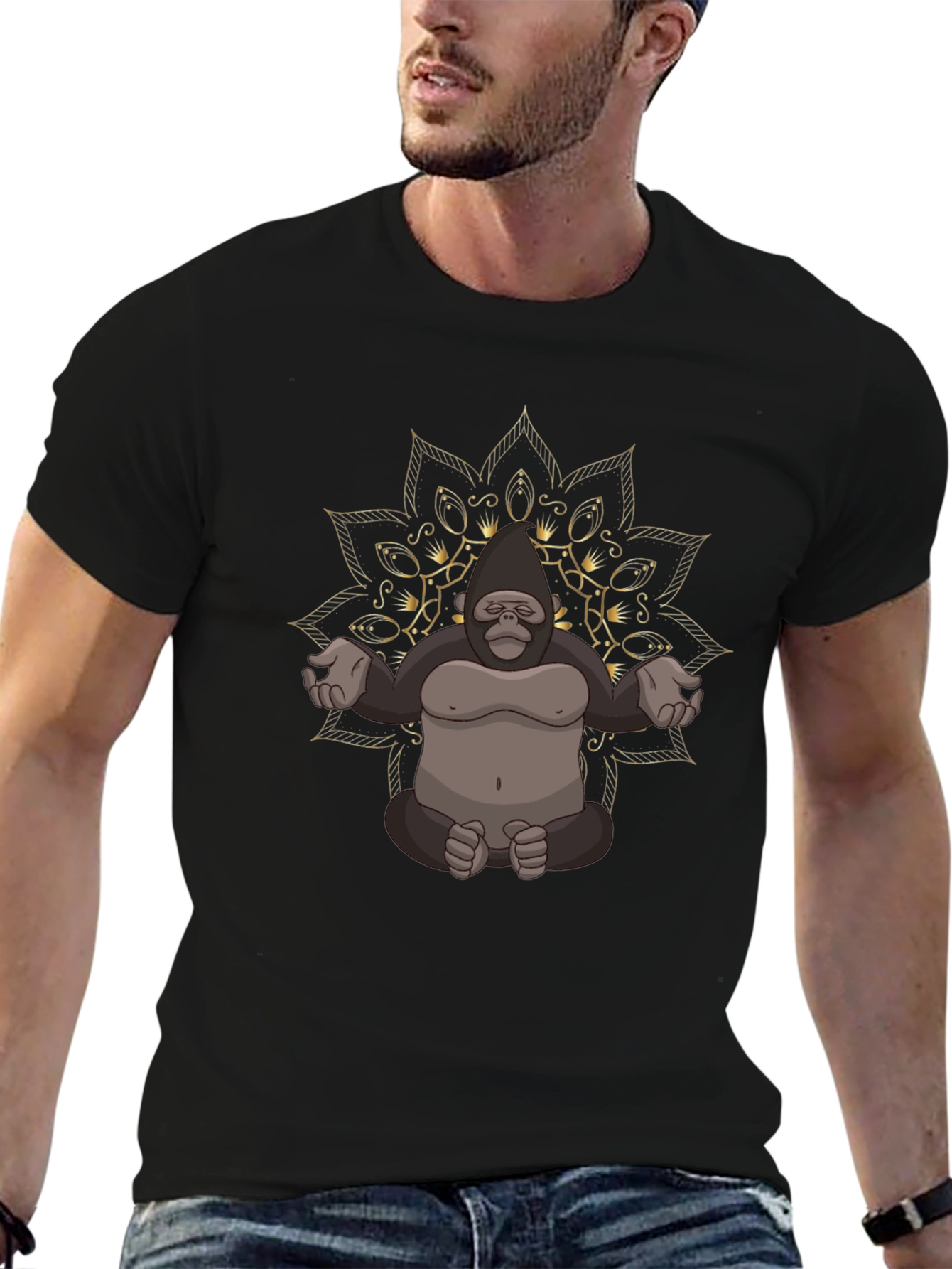 Meditating Gorilla Mandala T-Shirt