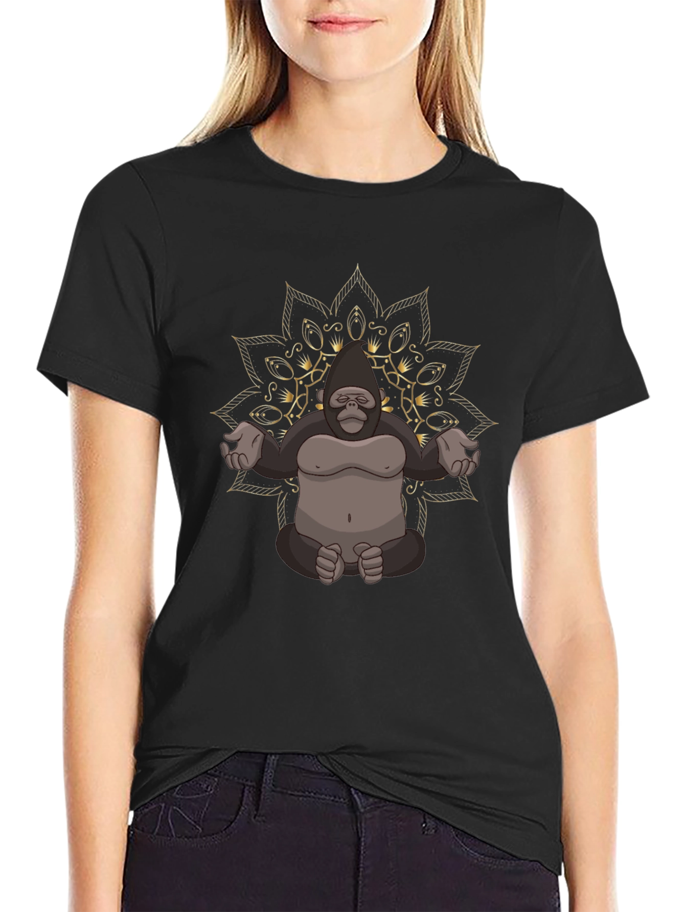 Meditating Gorilla Mandala T-Shirt