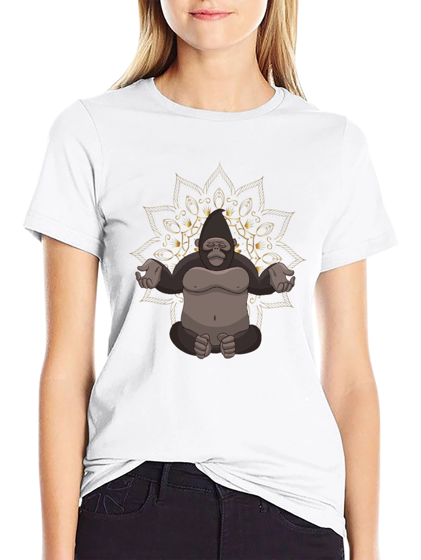 Meditating Gorilla Mandala T-Shirt