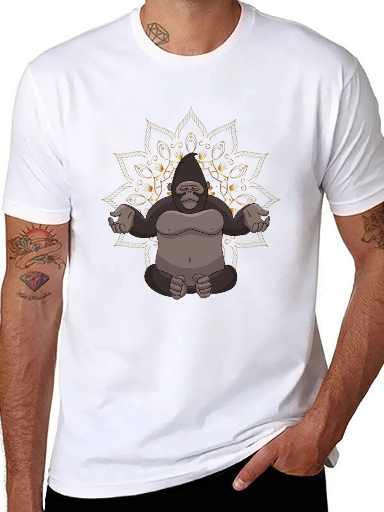 Meditating Gorilla Mandala T-Shirt