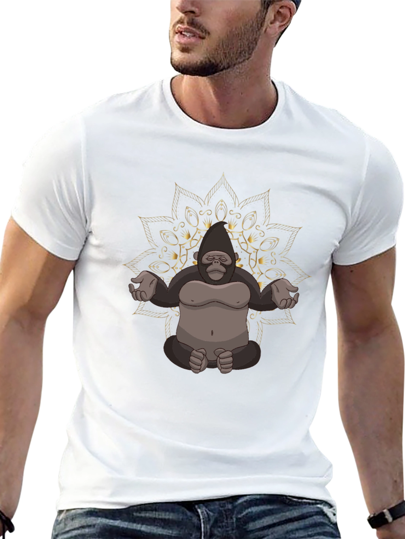 Meditating Gorilla Mandala T-Shirt