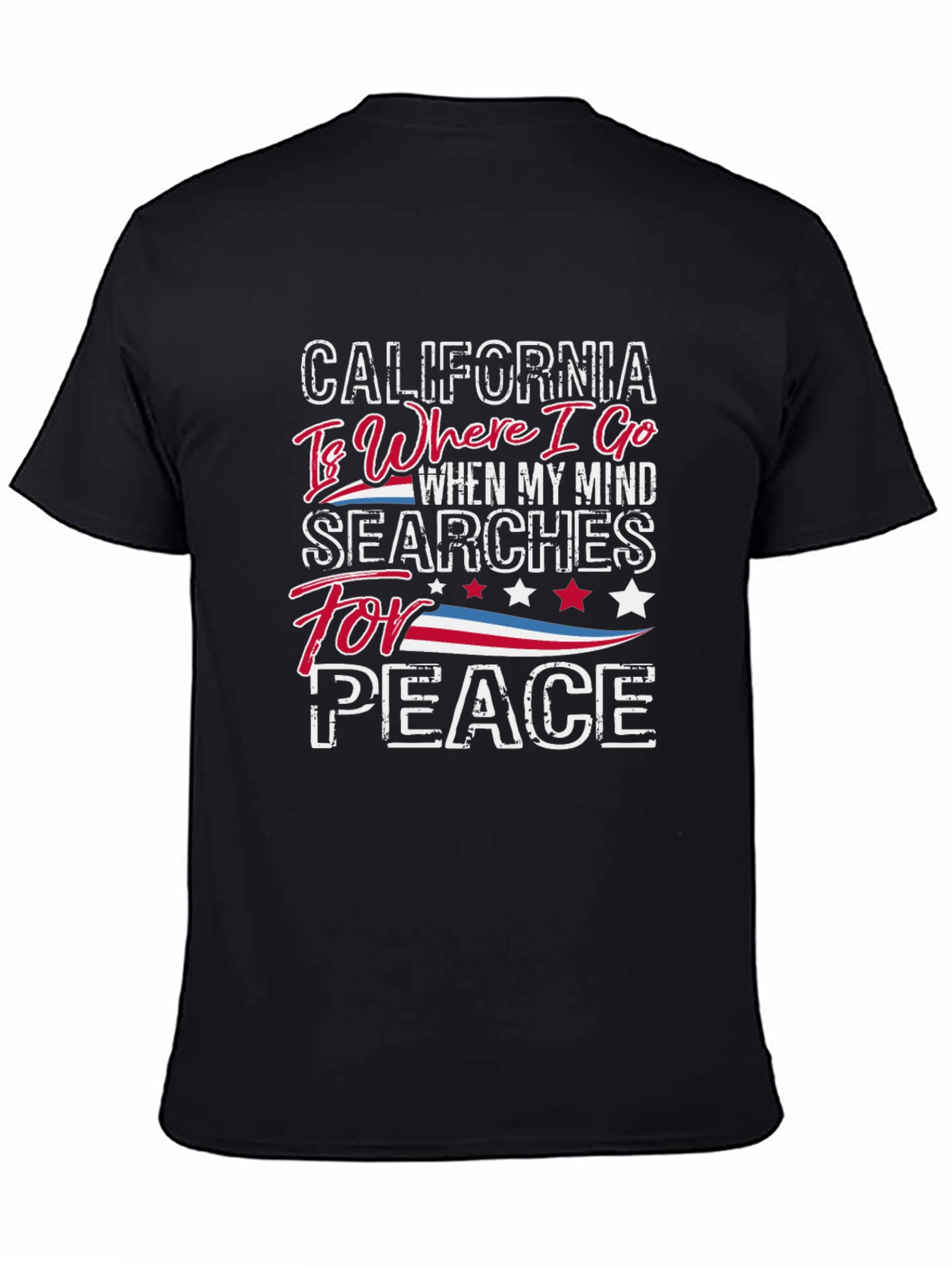 California Peace T-Shirt - Black Crew Neck