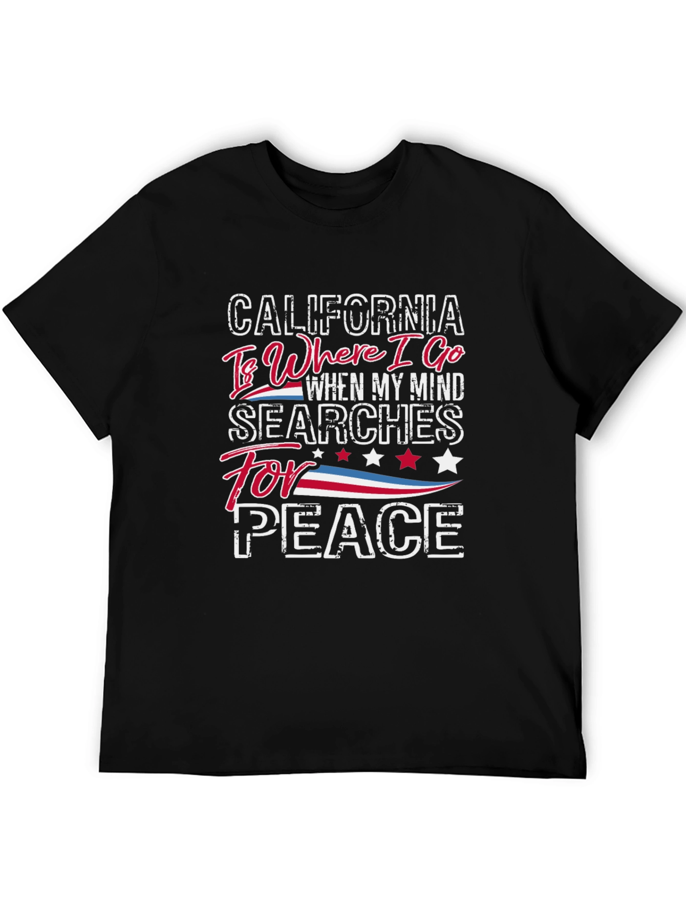 California Peace T-Shirt - Black Crew Neck