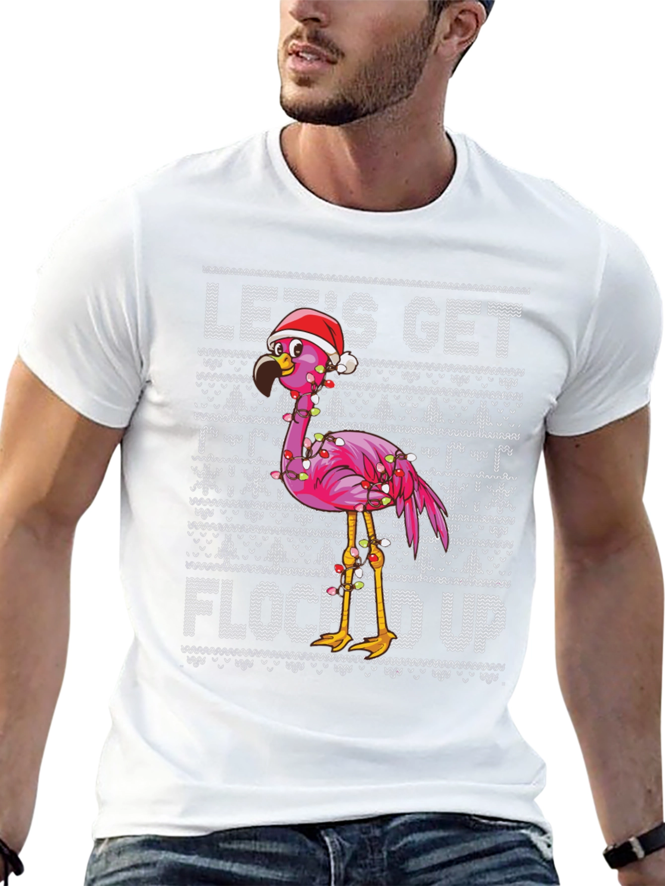 Festive Flamingo Christmas Graphic Tee