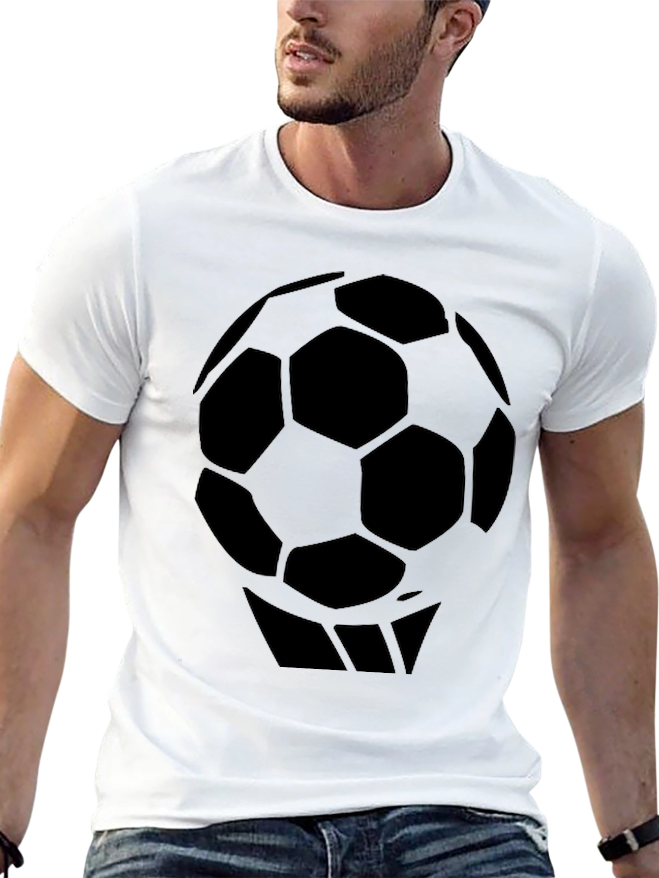 Mens Black Soccer Ball Graphic T-Shirt