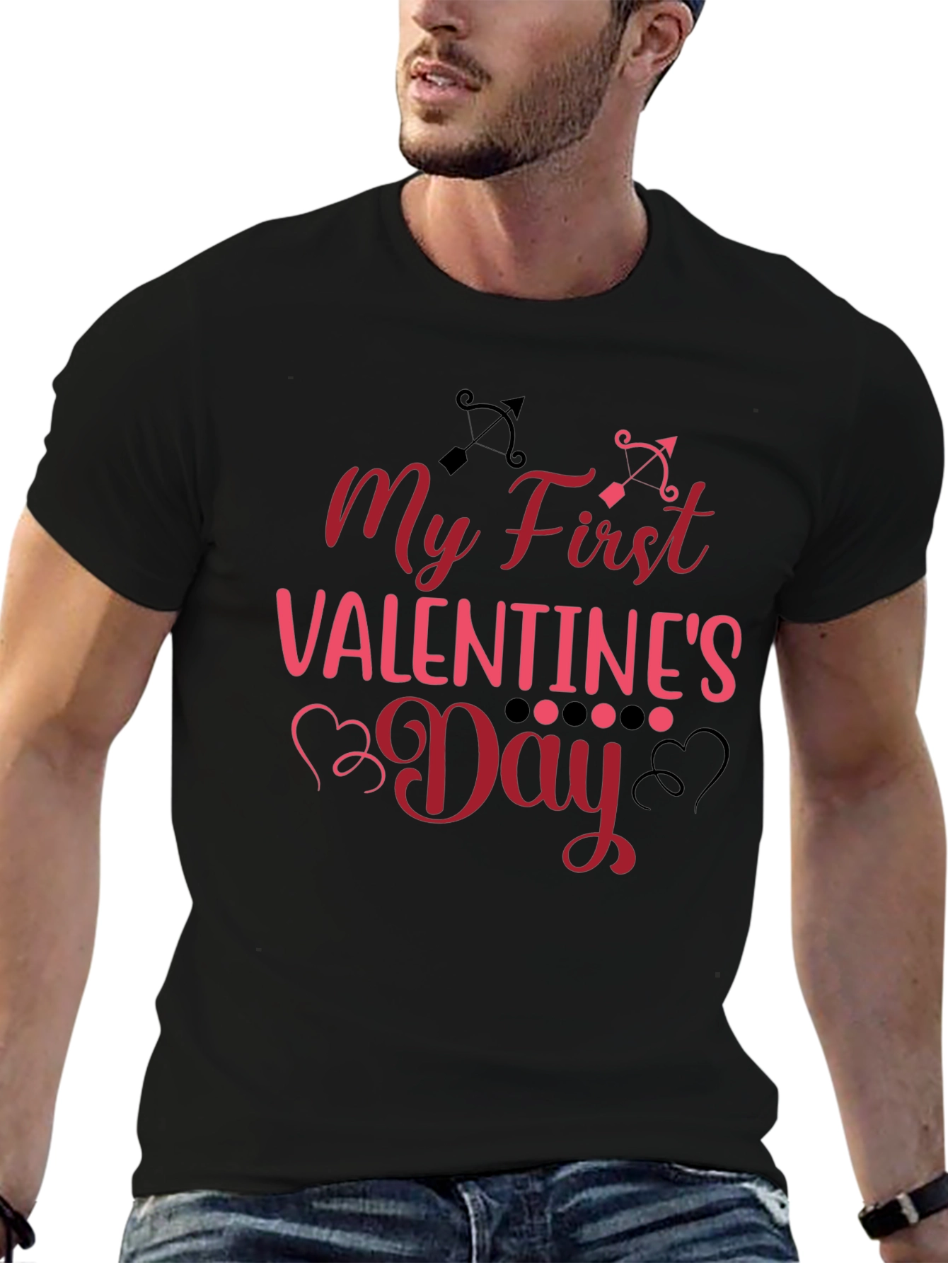 My First Valentines Day Black T-Shirt