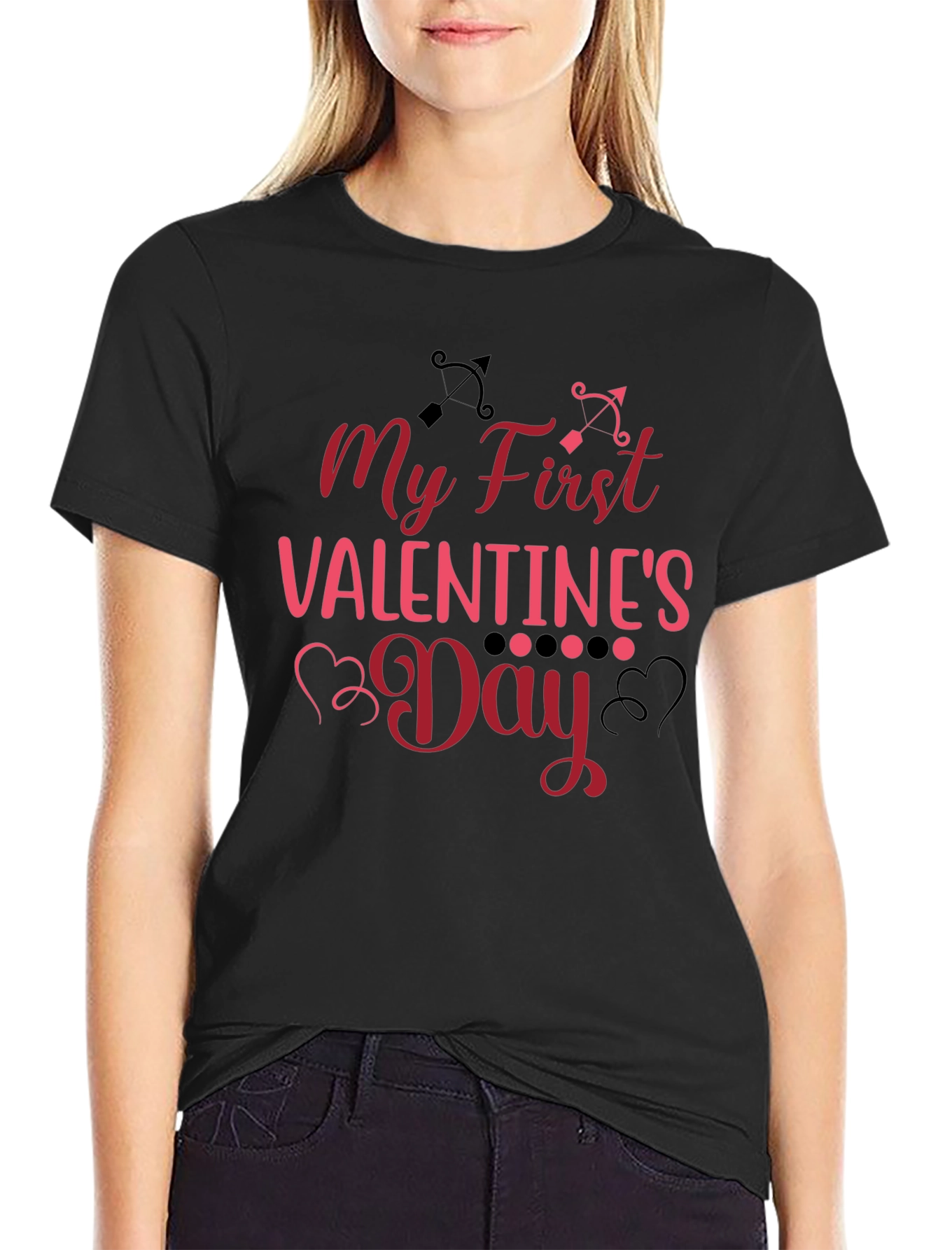 My First Valentines Day Black T-Shirt
