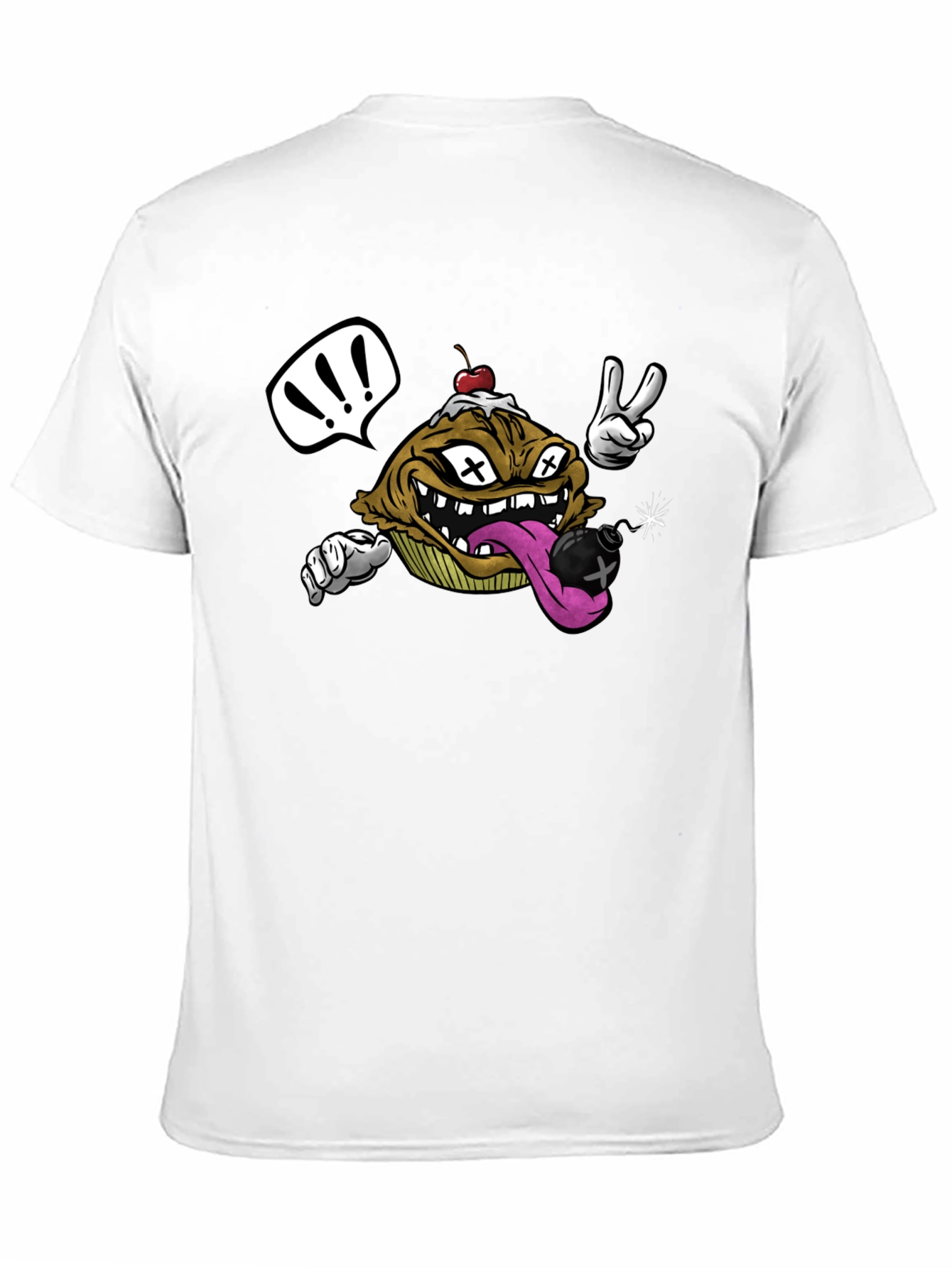 Cartoon Cupcake Bomb Black T-Shirt