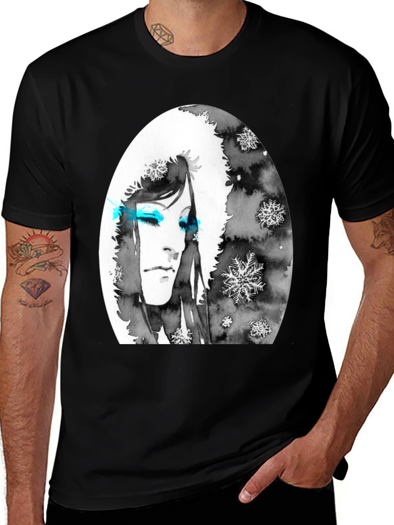 Winter Woman Graphic Tee - Soft Black Cotton