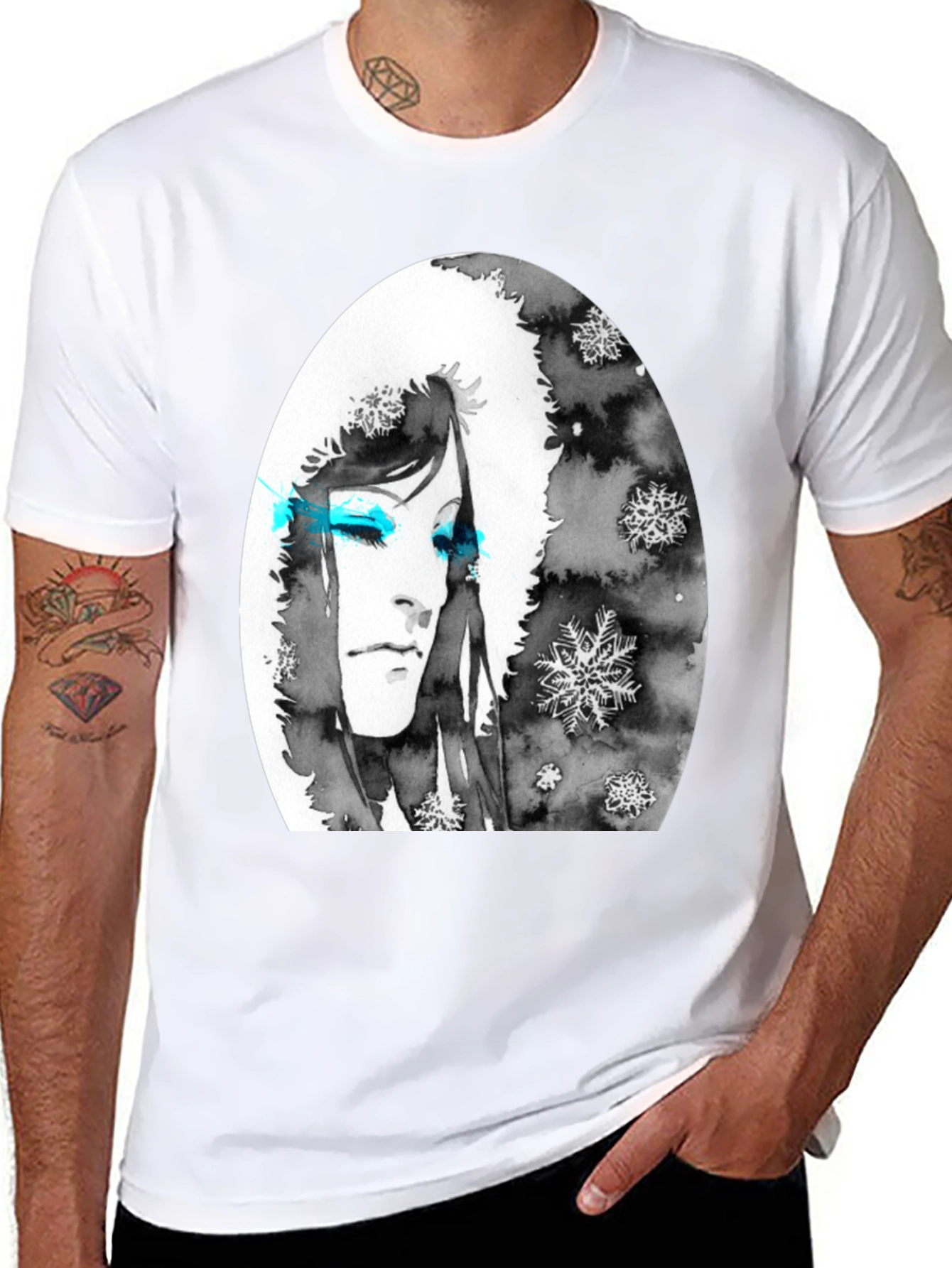 Winter Woman Graphic Tee - Soft Black Cotton