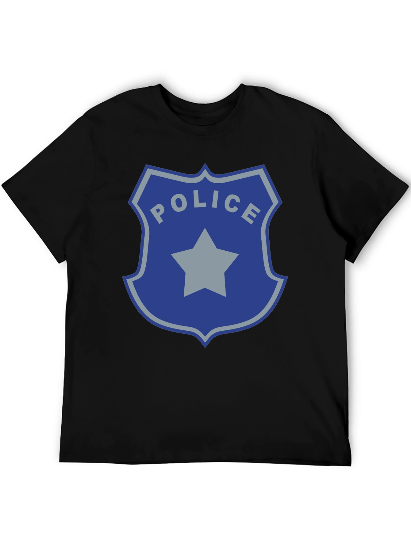 Police Badge Graphic Print Black T-Shirt