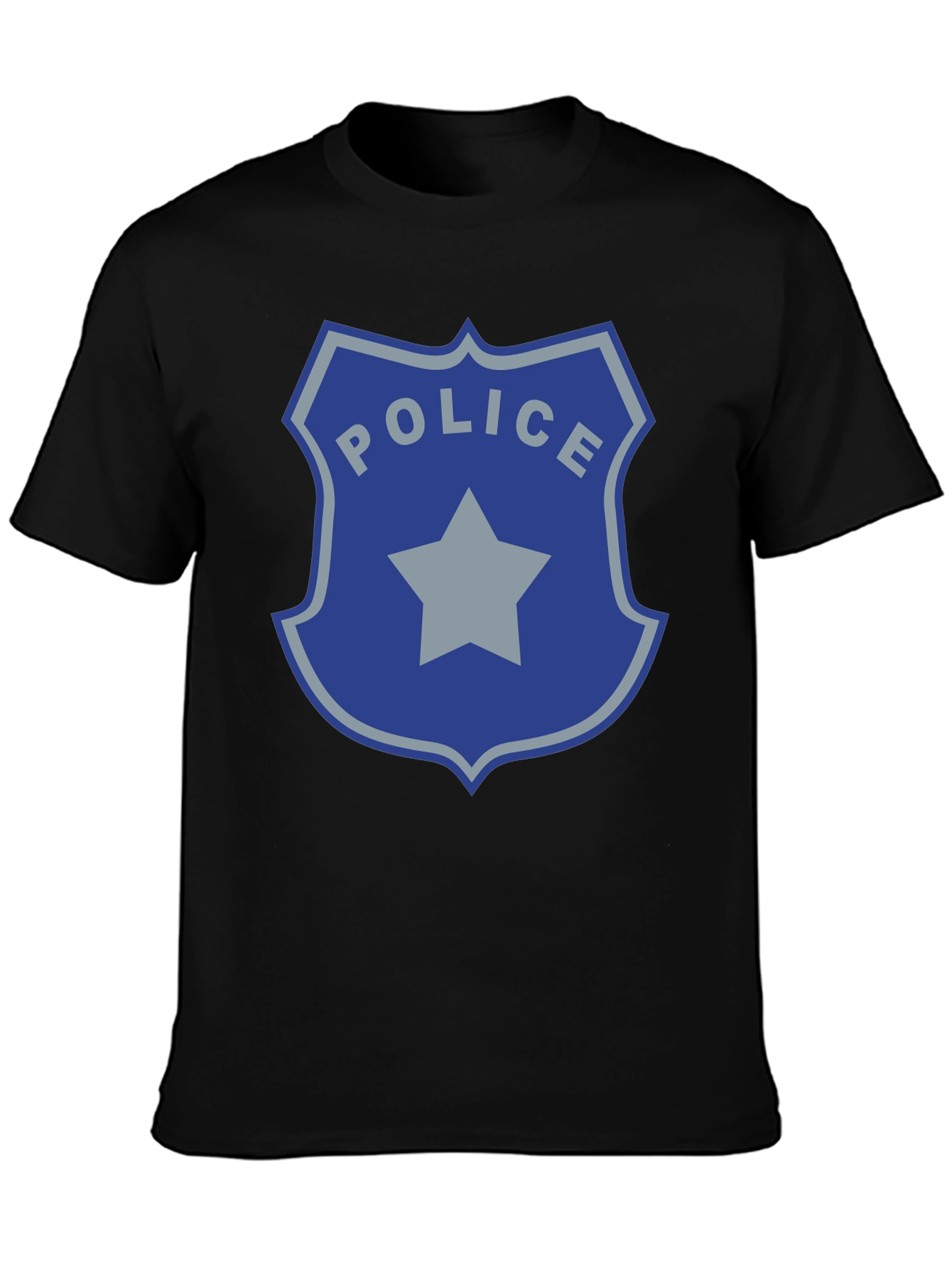 Police Badge Graphic Print Black T-Shirt