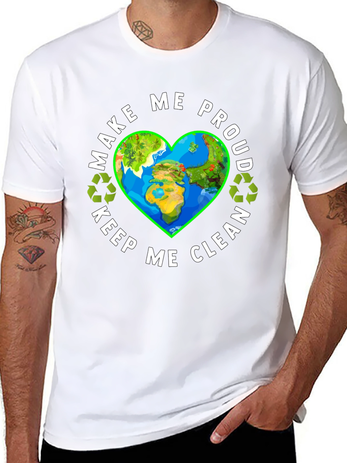 Eco-Friendly Earth Heart Graphic Tee - Make Me Proud