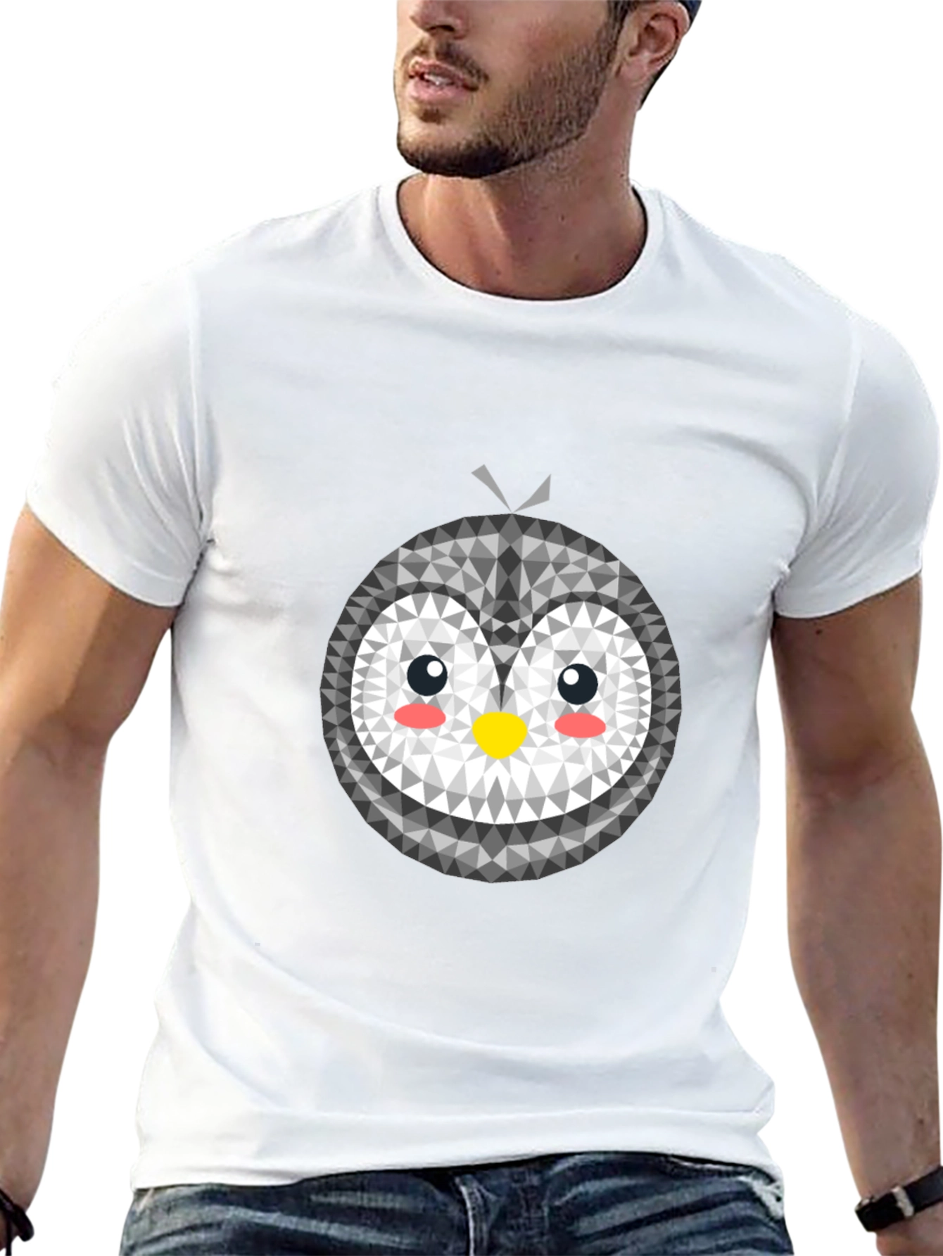 Geometric Penguin Graphic Tee - Black