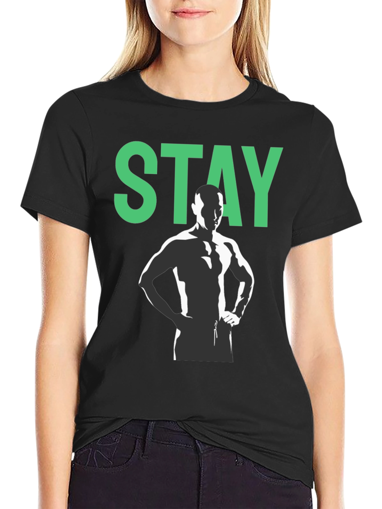 Stay Strong Graphic Tee - Black Crew Neck T-Shirt
