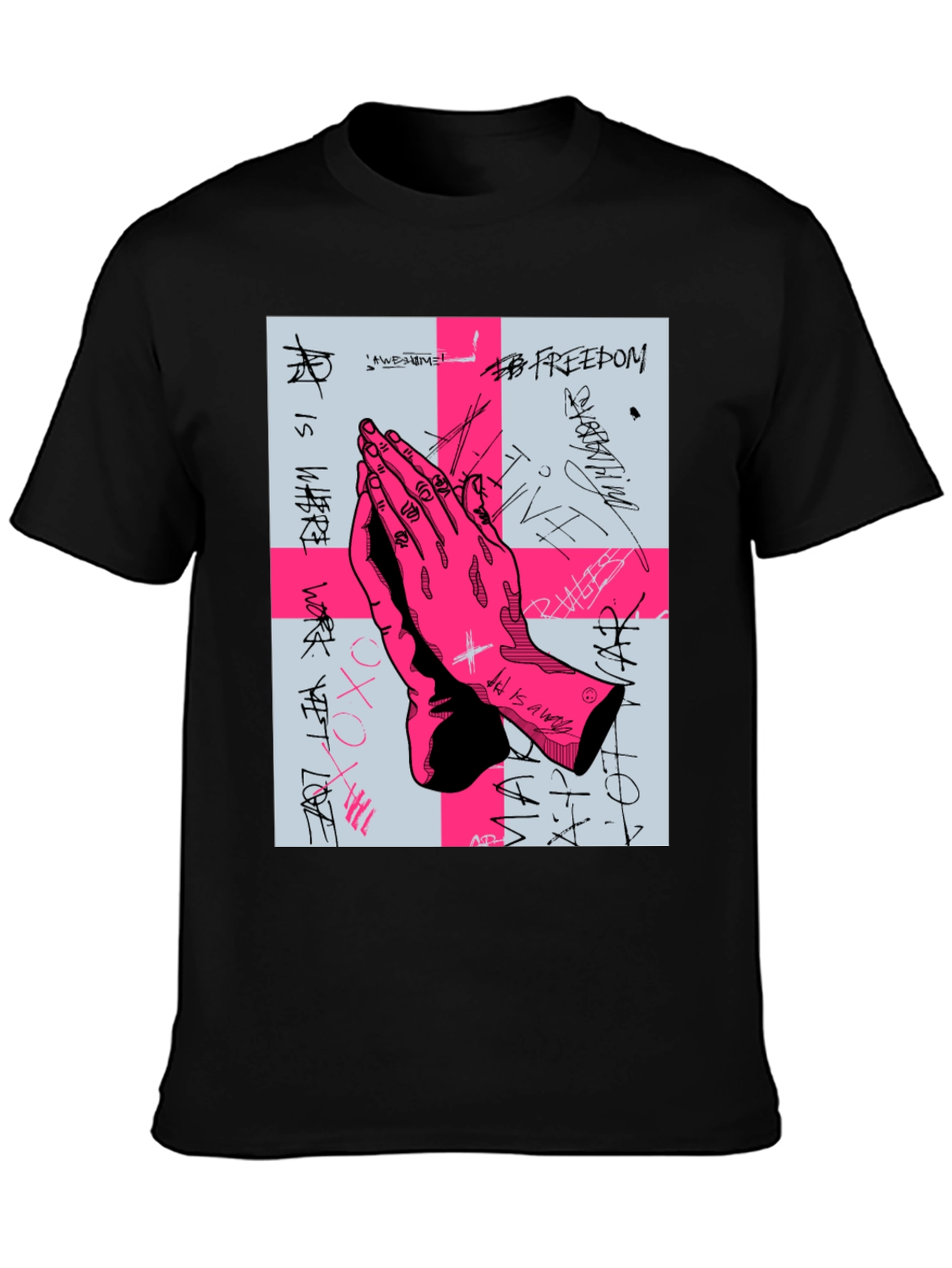 Graphic Print Praying Hands T-Shirt