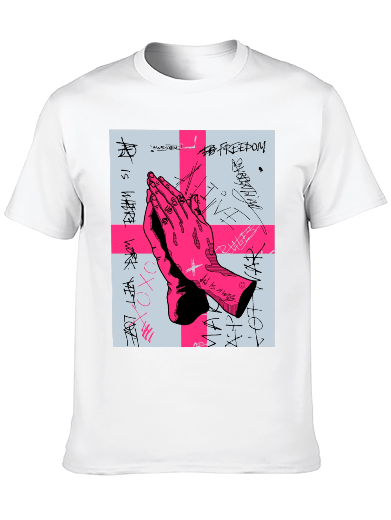 Graphic Print Praying Hands T-Shirt
