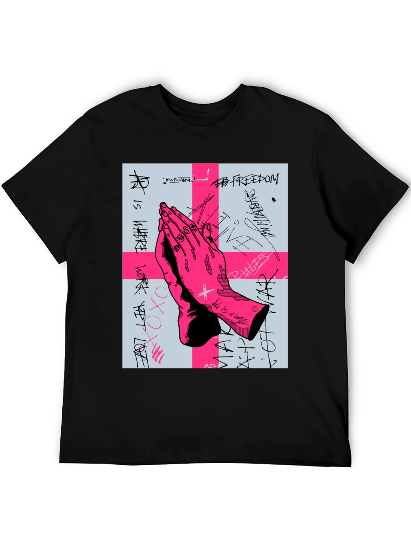 Graphic Print Praying Hands T-Shirt