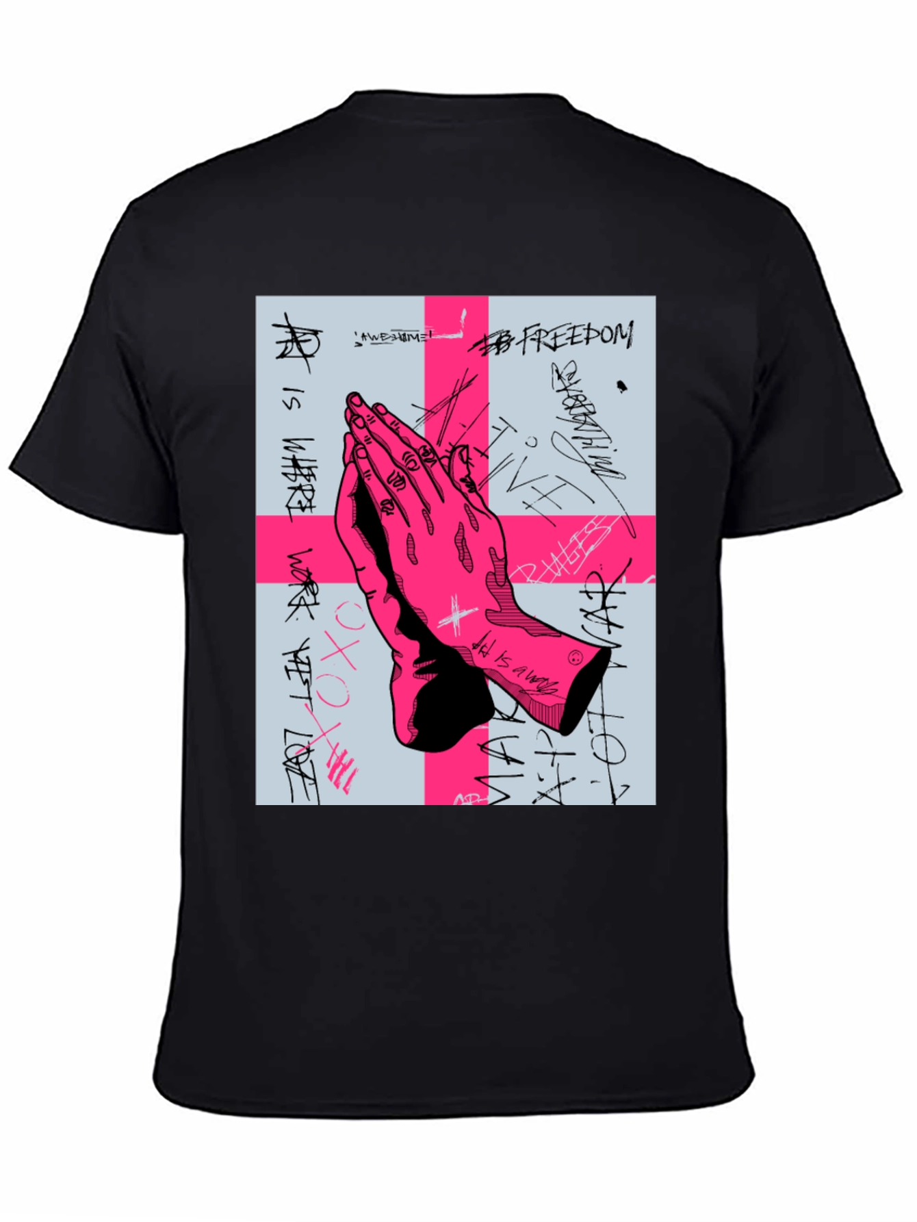 Graphic Print Praying Hands T-Shirt