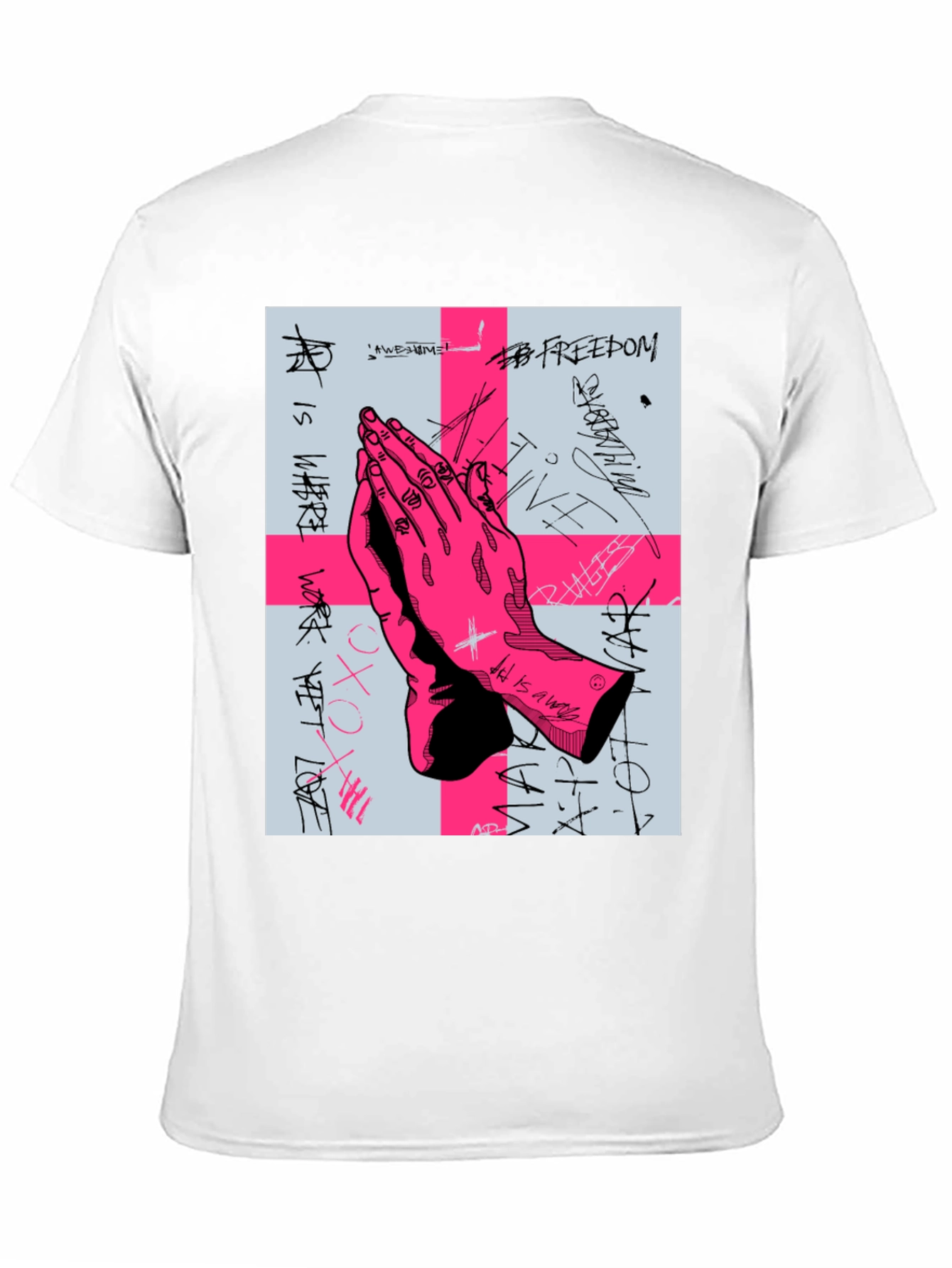 Graphic Print Praying Hands T-Shirt