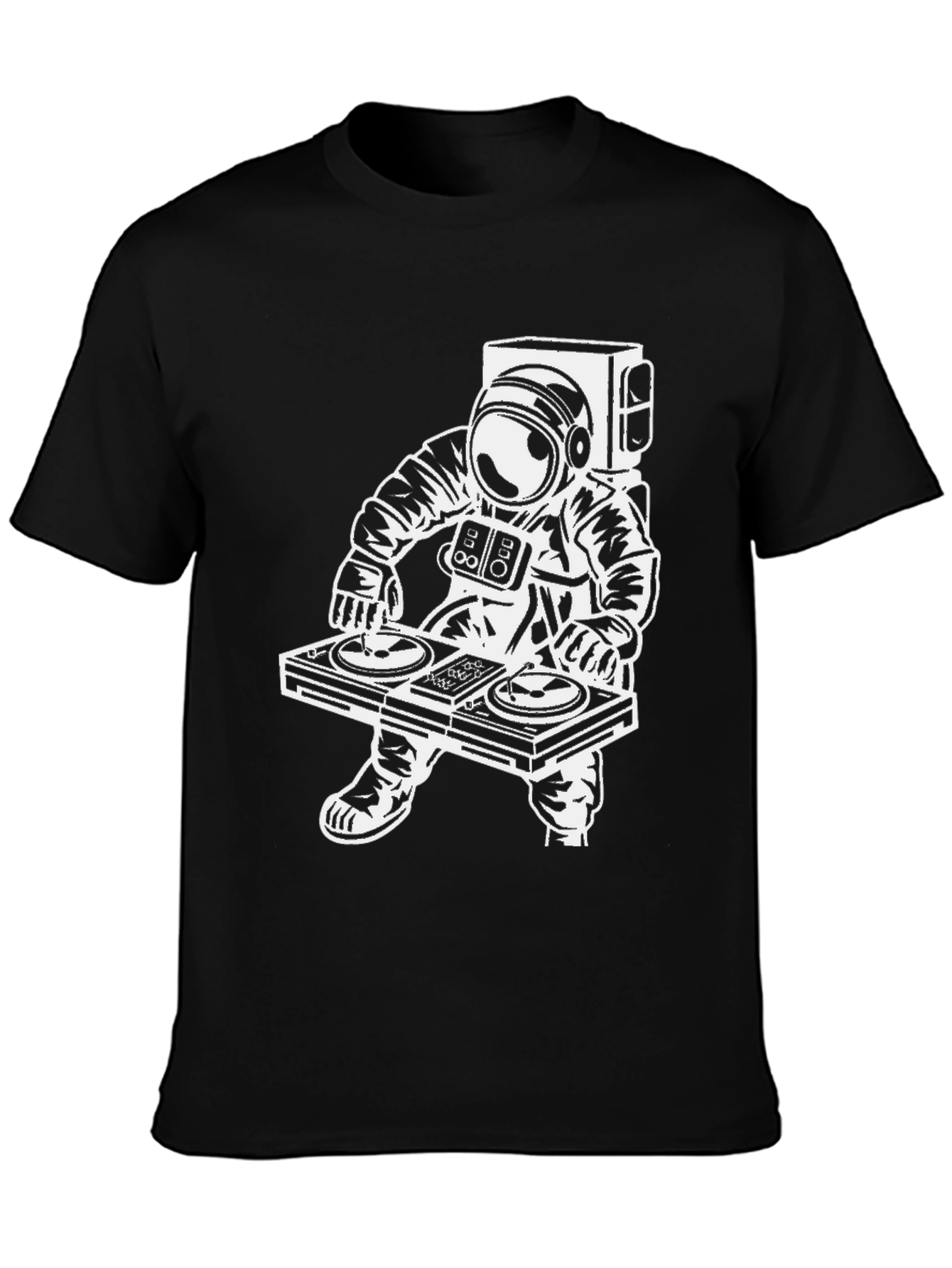 Astronaut DJ Graphic Tee - Black Cotton T-Shirt