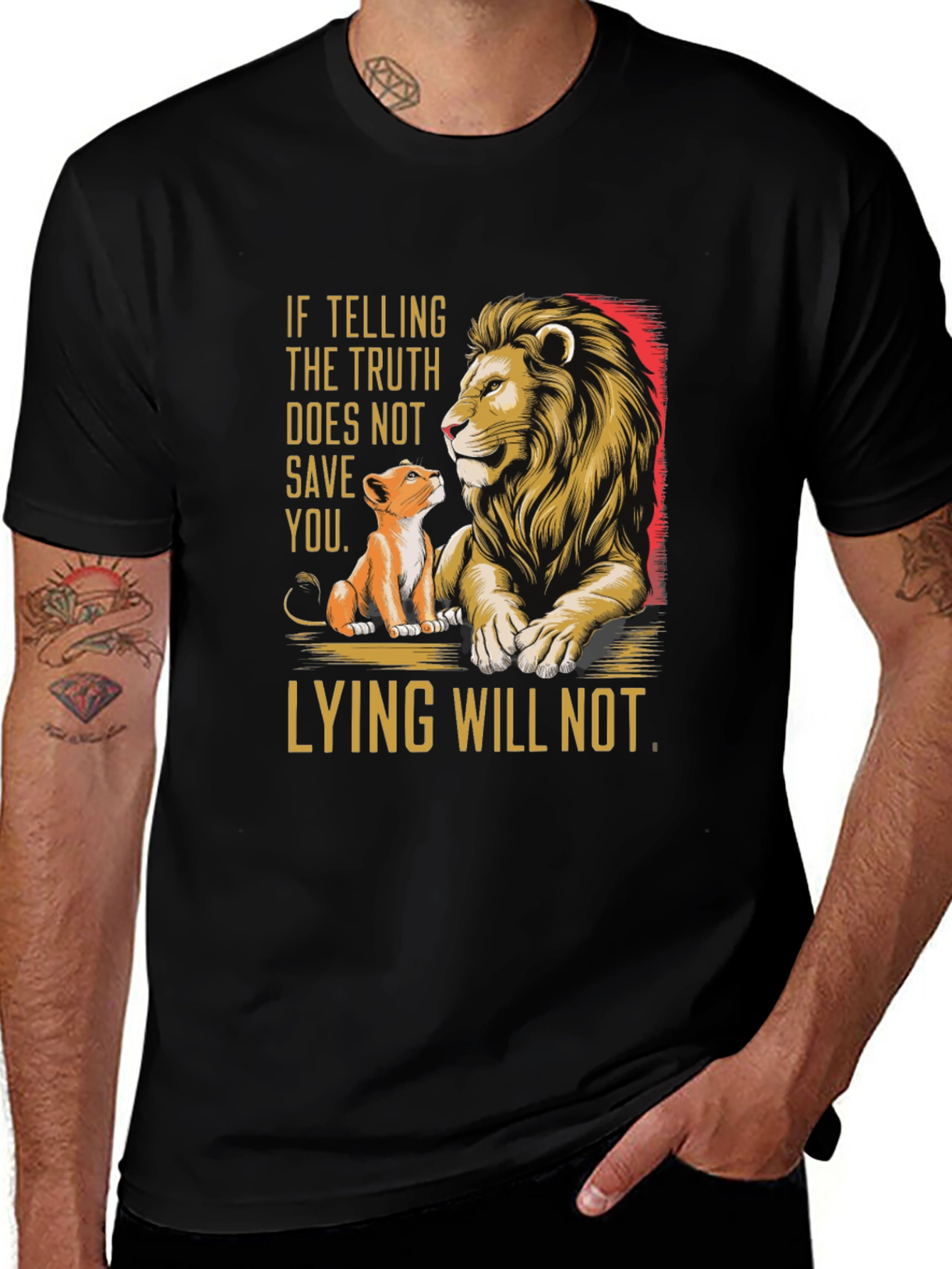 Truth Lion Graphic Tee - Mens Black T-Shirt