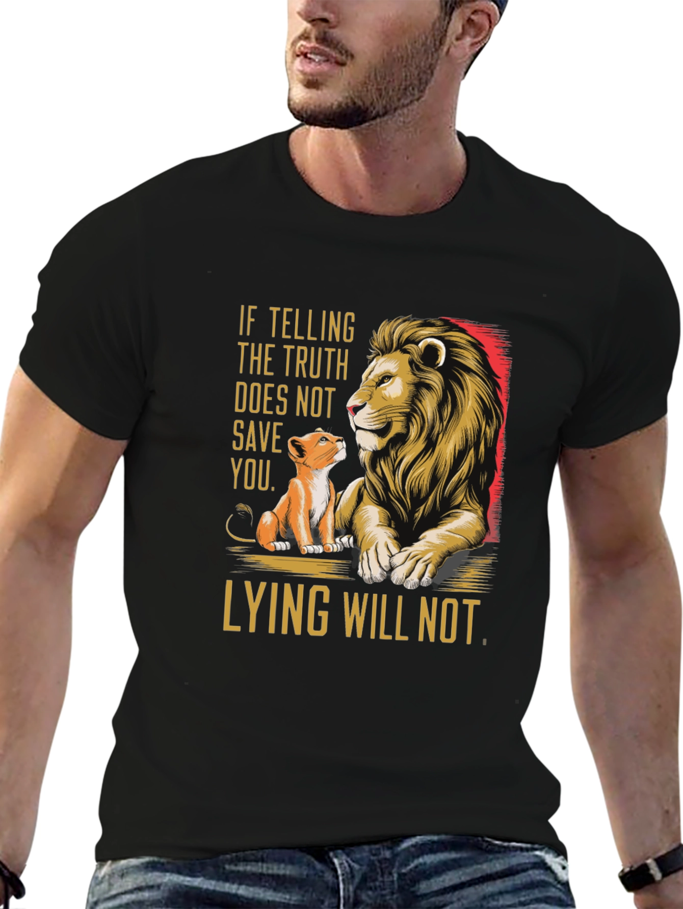 Truth Lion Graphic Tee - Mens Black T-Shirt