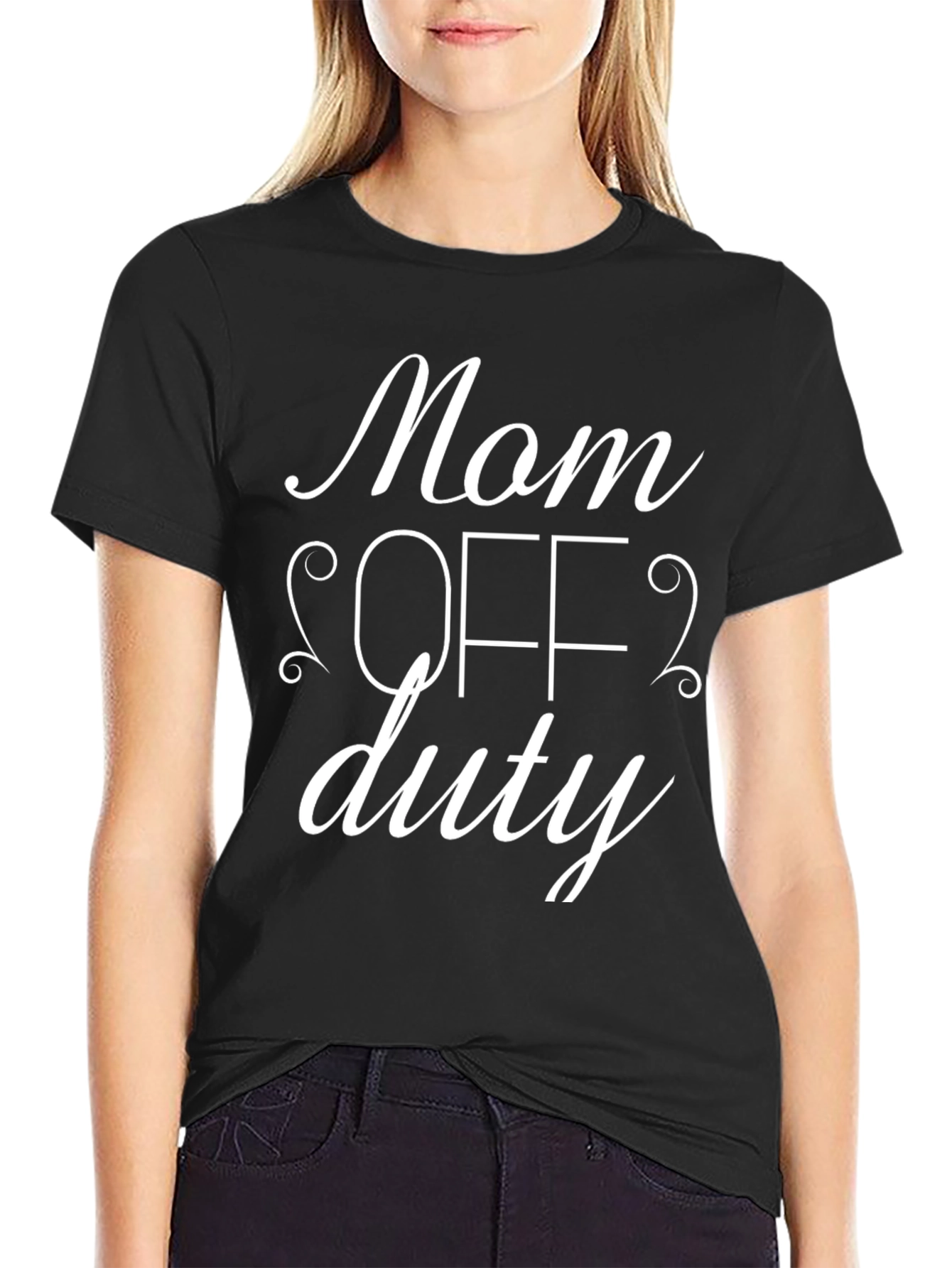 Mom Off Duty Black Graphic T-Shirt