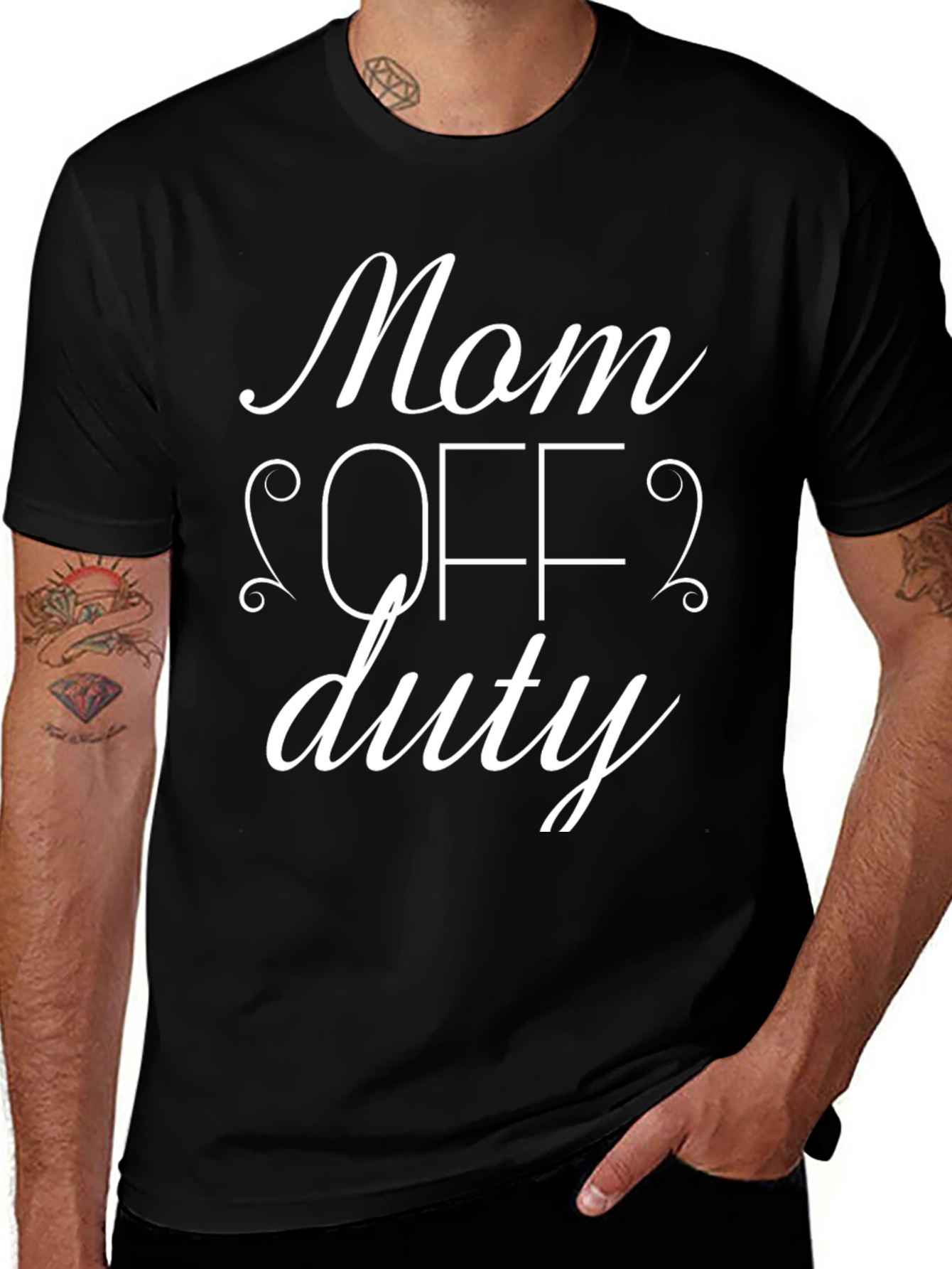 Mom Off Duty Black Graphic T-Shirt