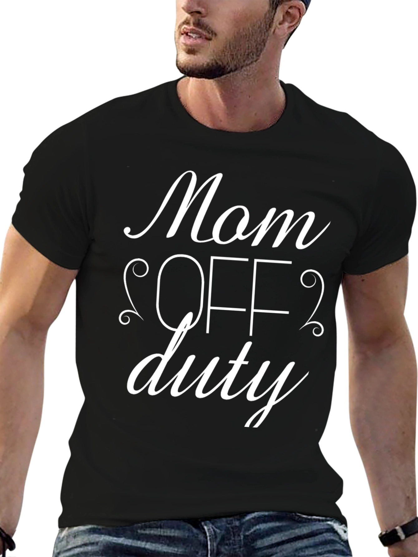 Mom Off Duty Black Graphic T-Shirt