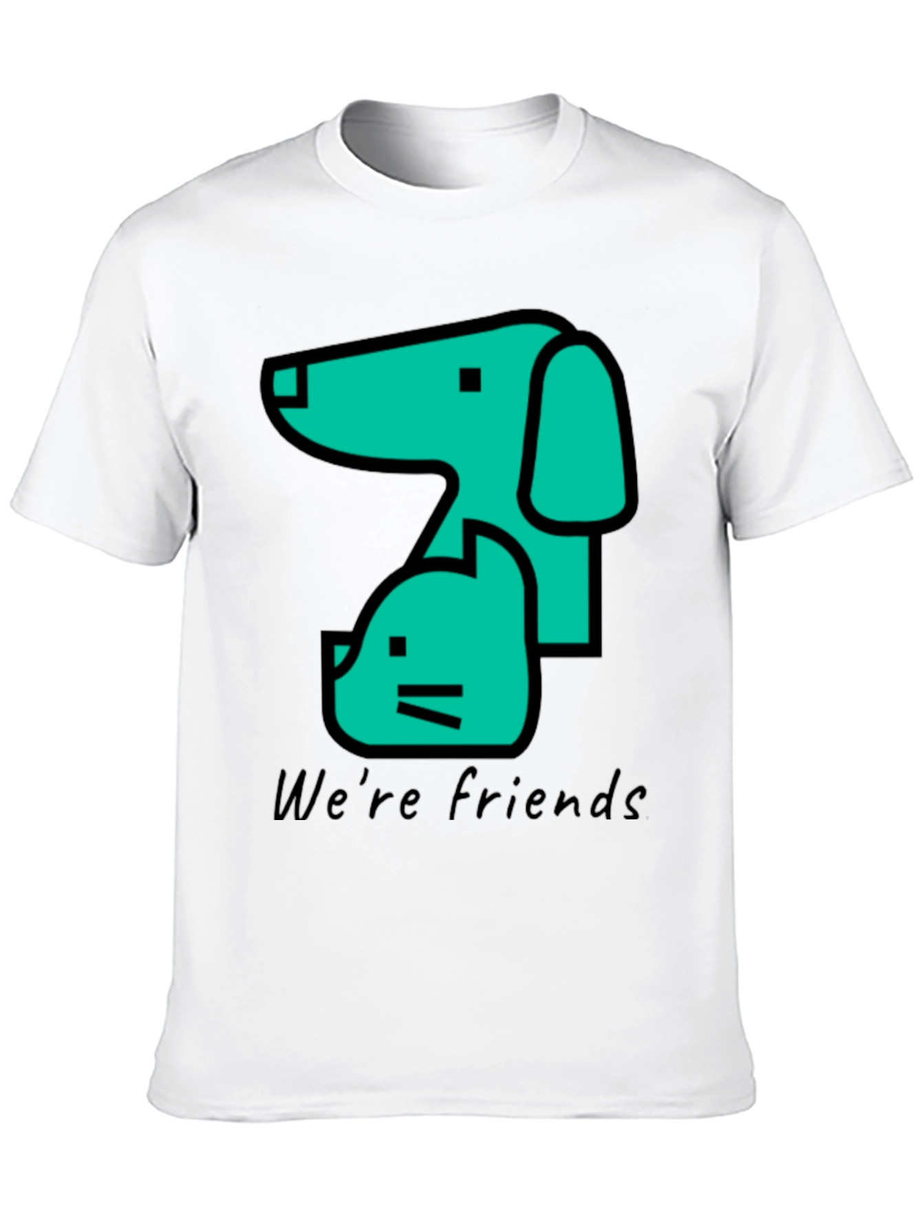 Dog and Cat Friends Black T-Shirt