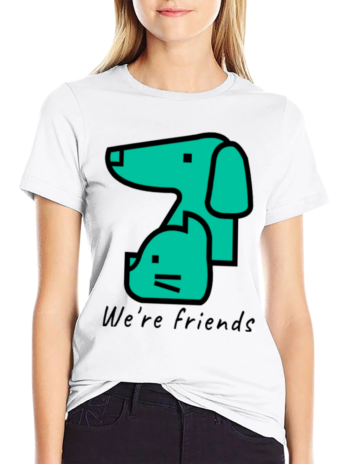 Dog and Cat Friends Black T-Shirt