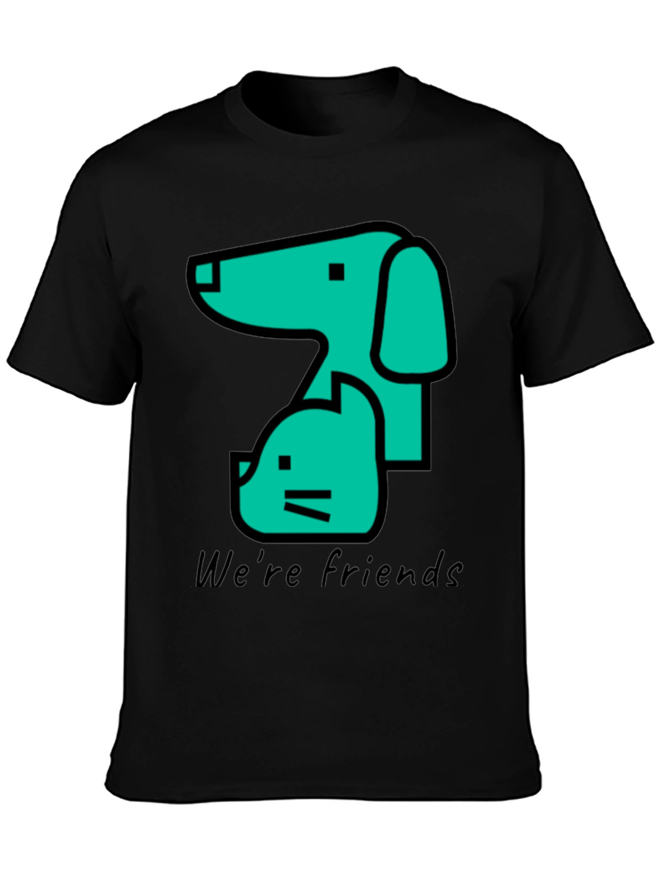 Dog and Cat Friends Black T-Shirt