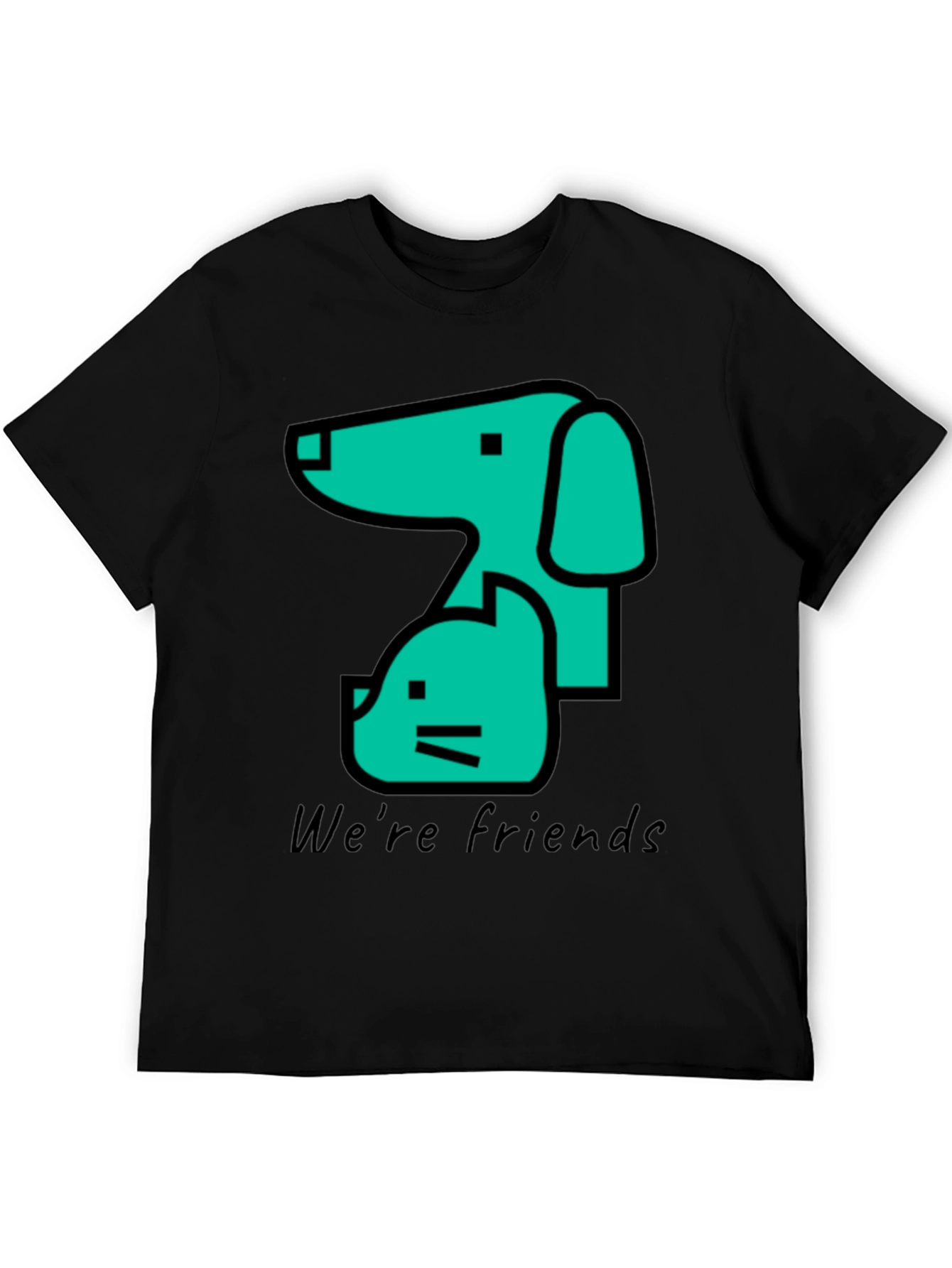 Dog and Cat Friends Black T-Shirt