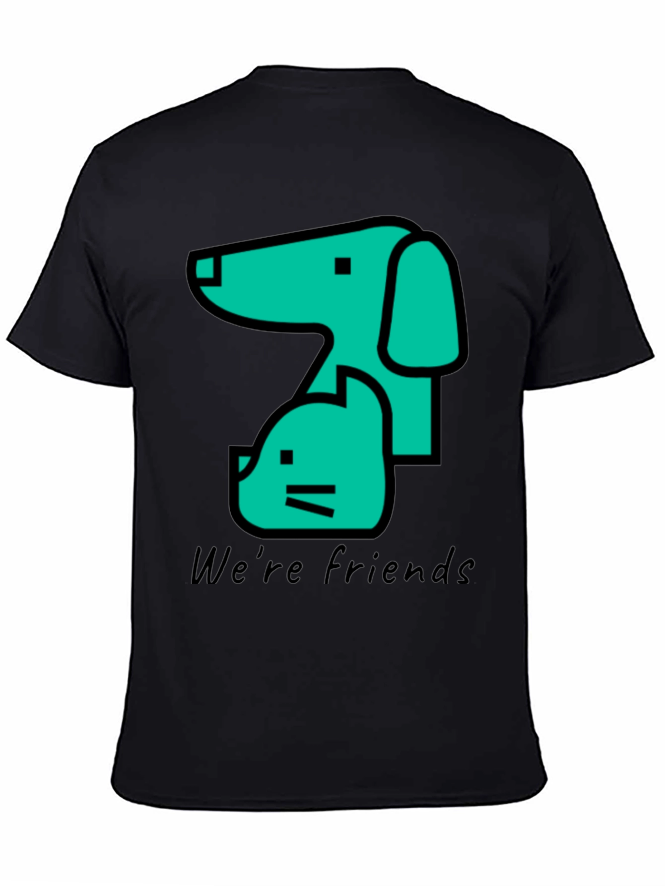 Dog and Cat Friends Black T-Shirt
