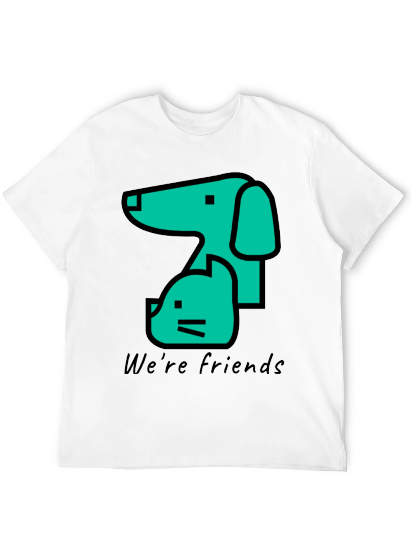 Dog and Cat Friends Black T-Shirt