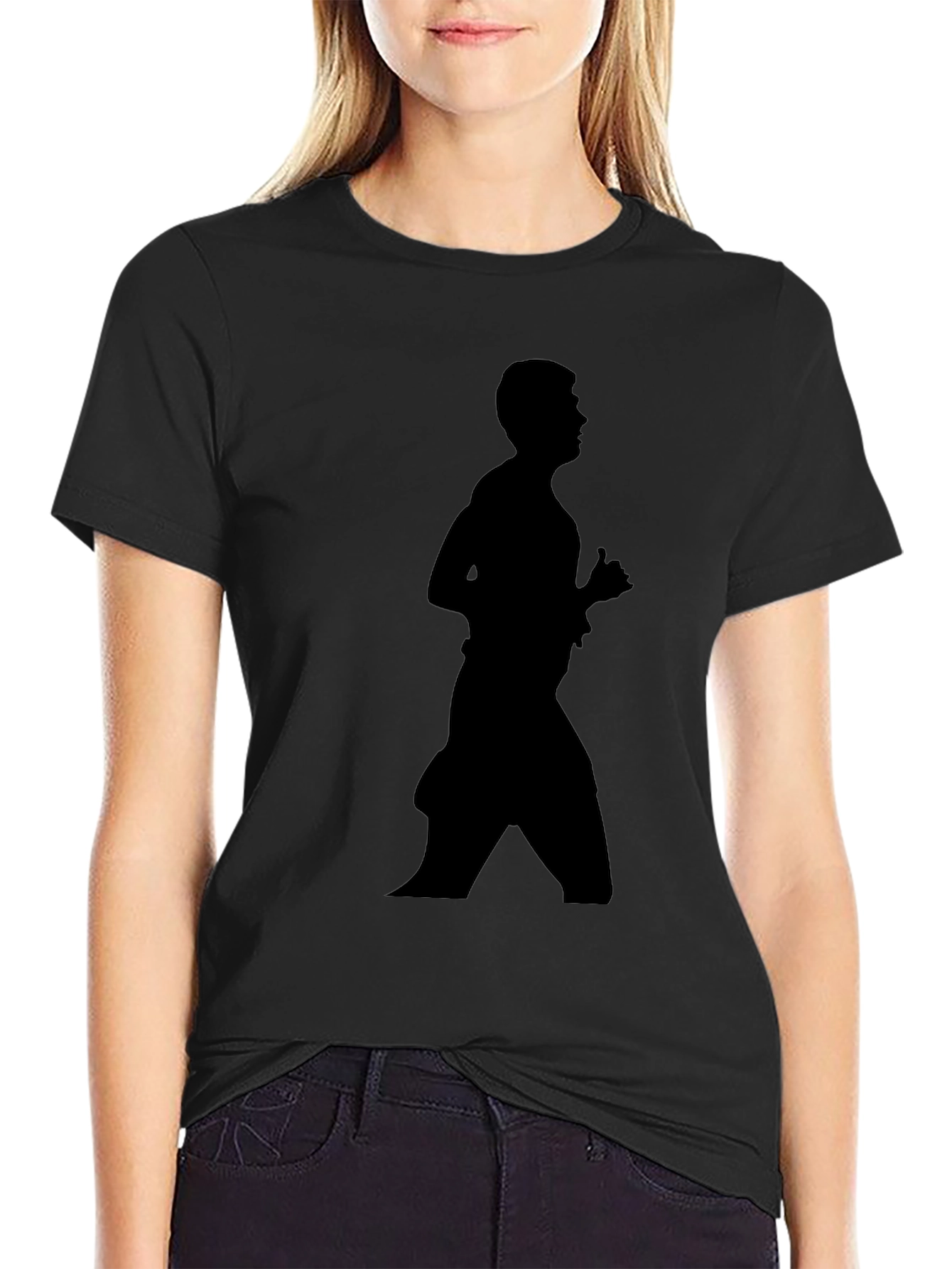 Mens Black Running Silhouette T-Shirt