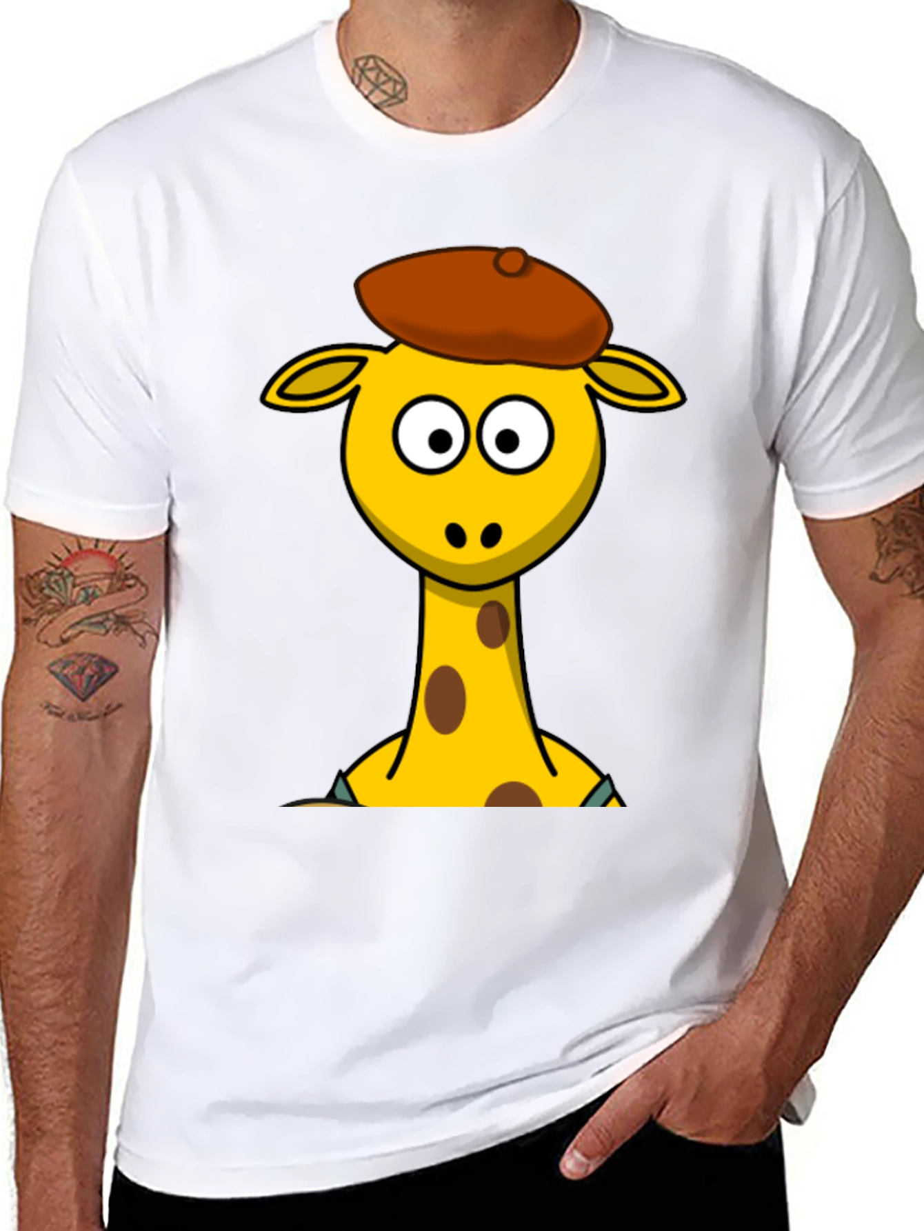 Cartoon Giraffe T-Shirt - Quirky Graphic Tee