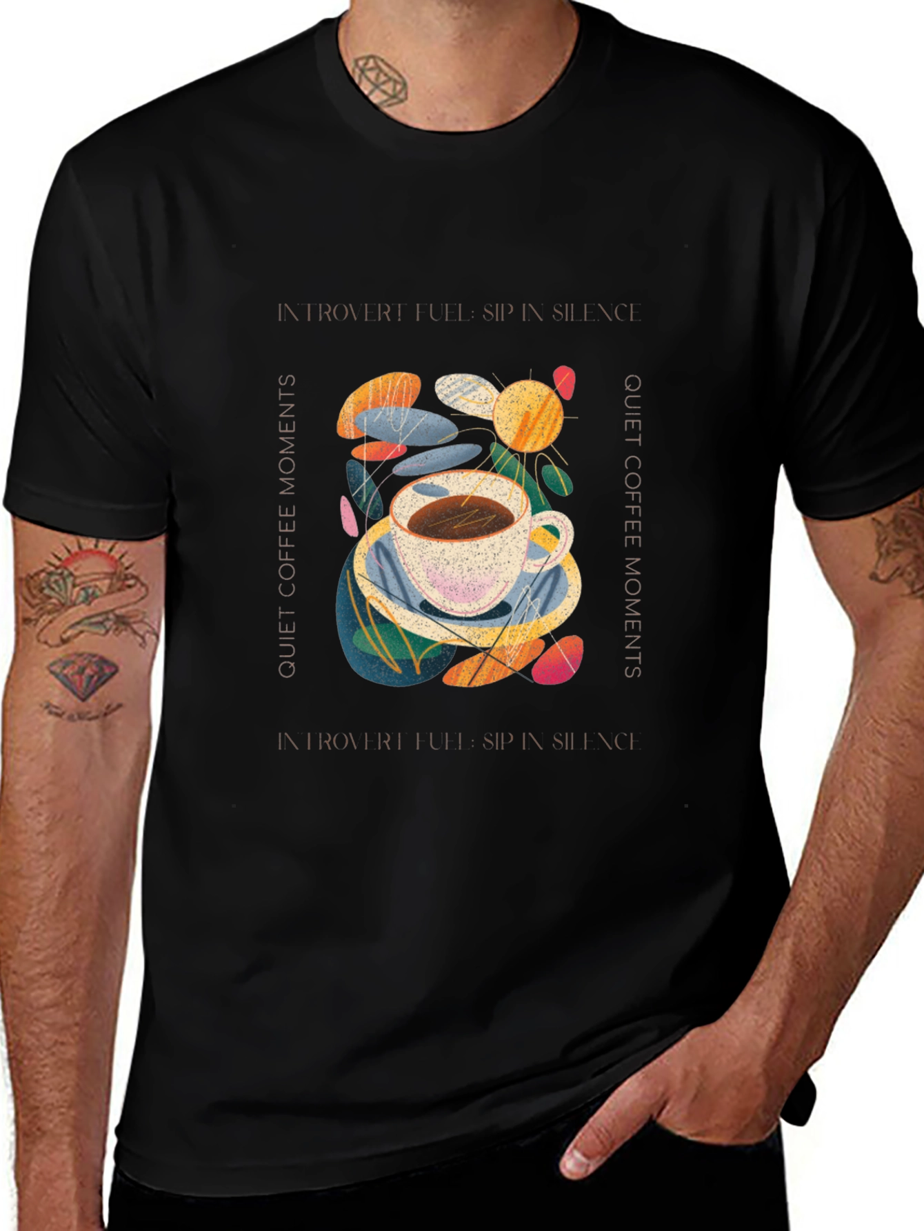 Introvert Coffee Moments Graphic Tee - Unisex Black T-Shirt