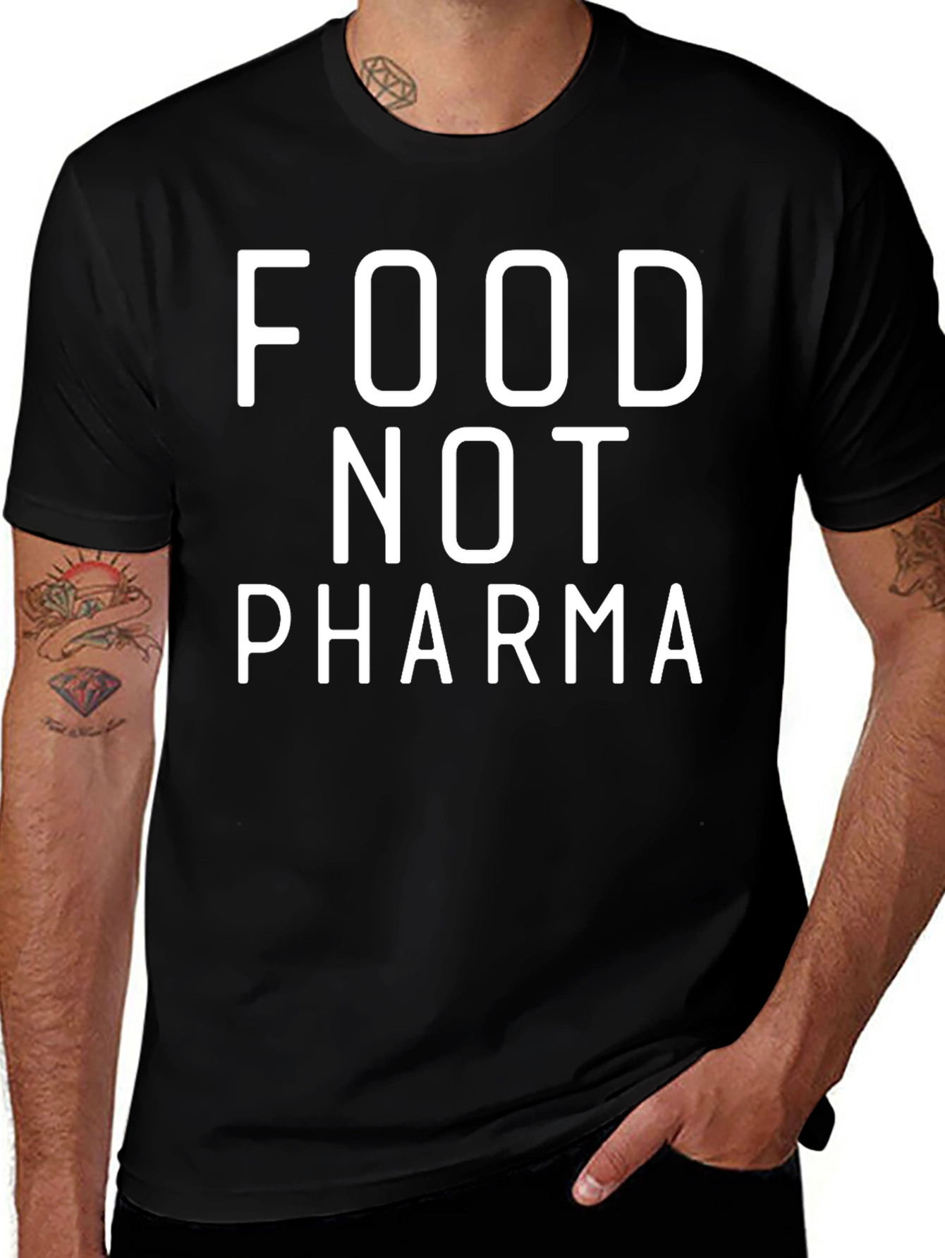 Food Not Pharma Black Graphic Tee