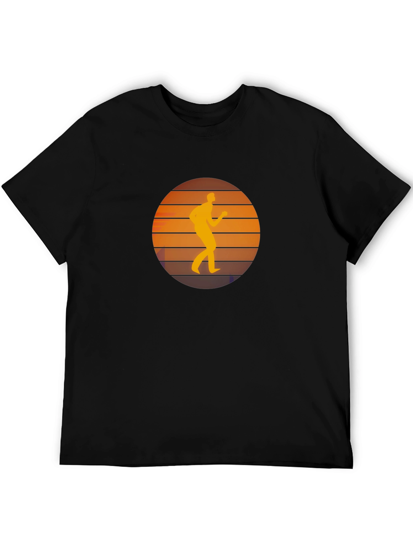 Retro Runner Sunset Graphic Black T-Shirt