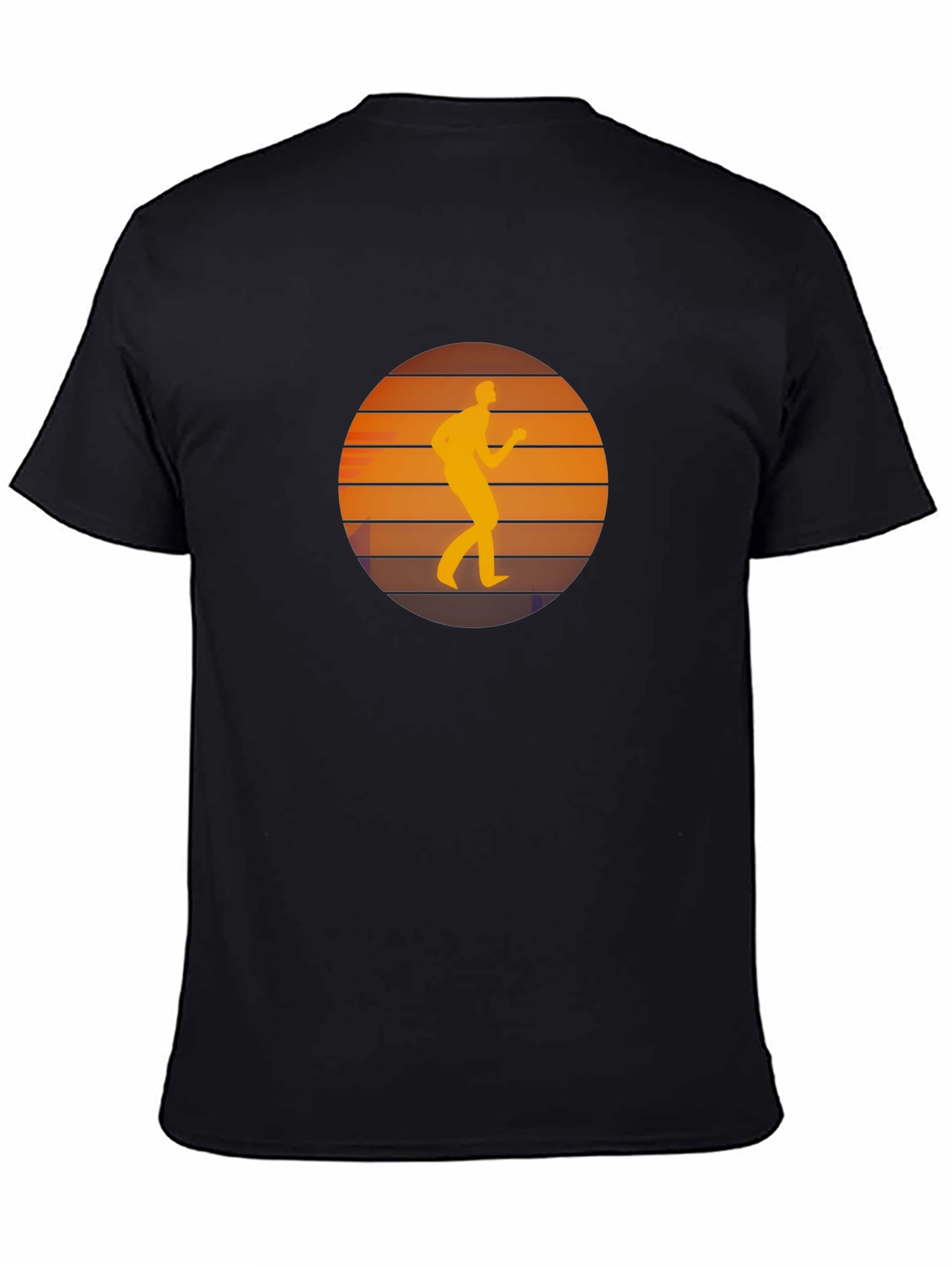 Retro Runner Sunset Graphic Black T-Shirt