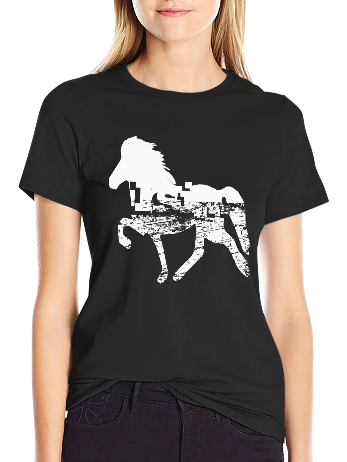Horse Silhouette Graphic Print Tee