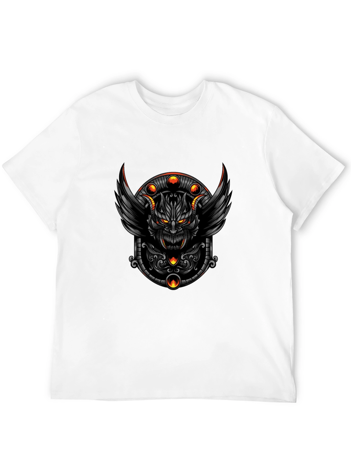 Mens Black T-Shirt with Demon Design