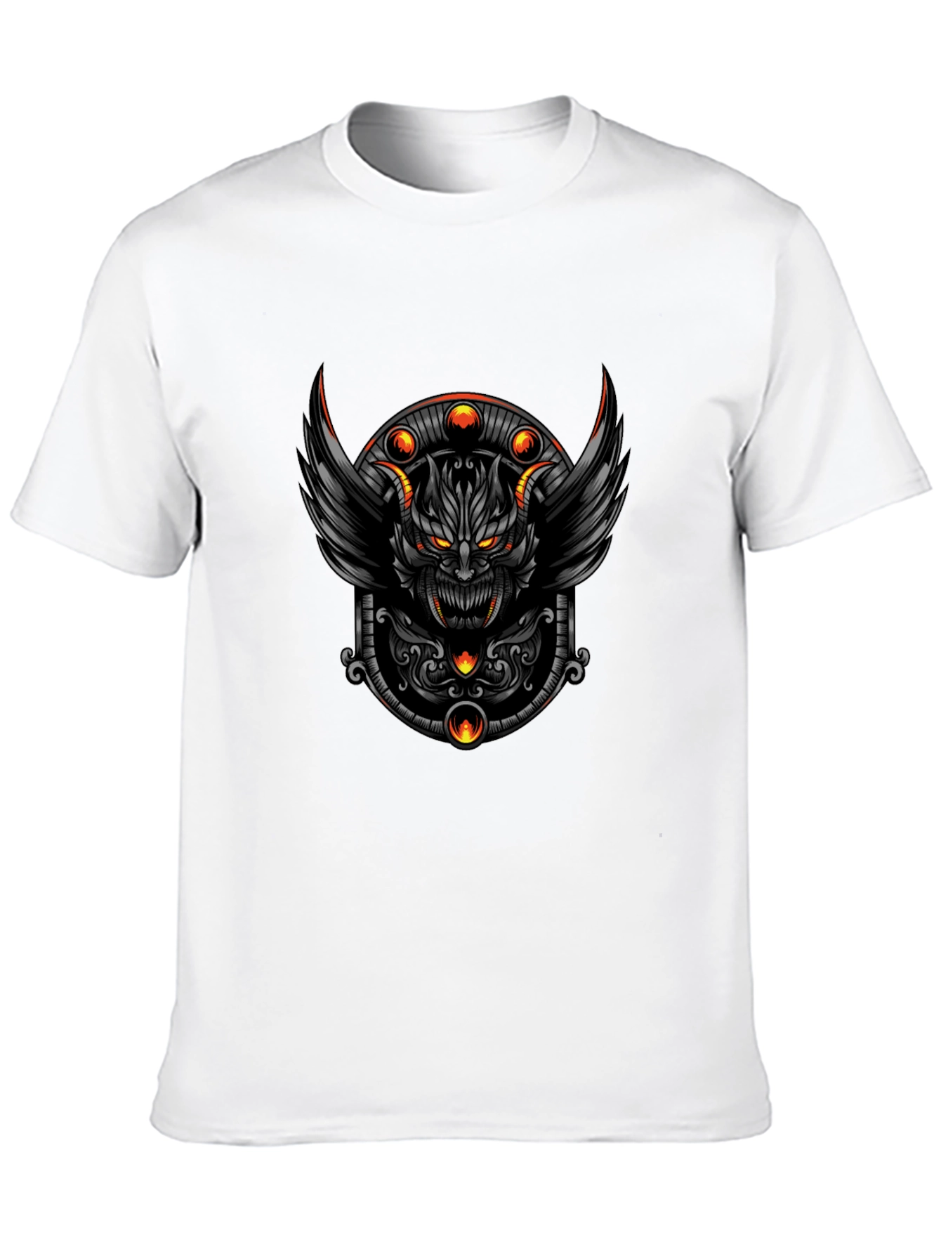 Mens Black T-Shirt with Demon Design