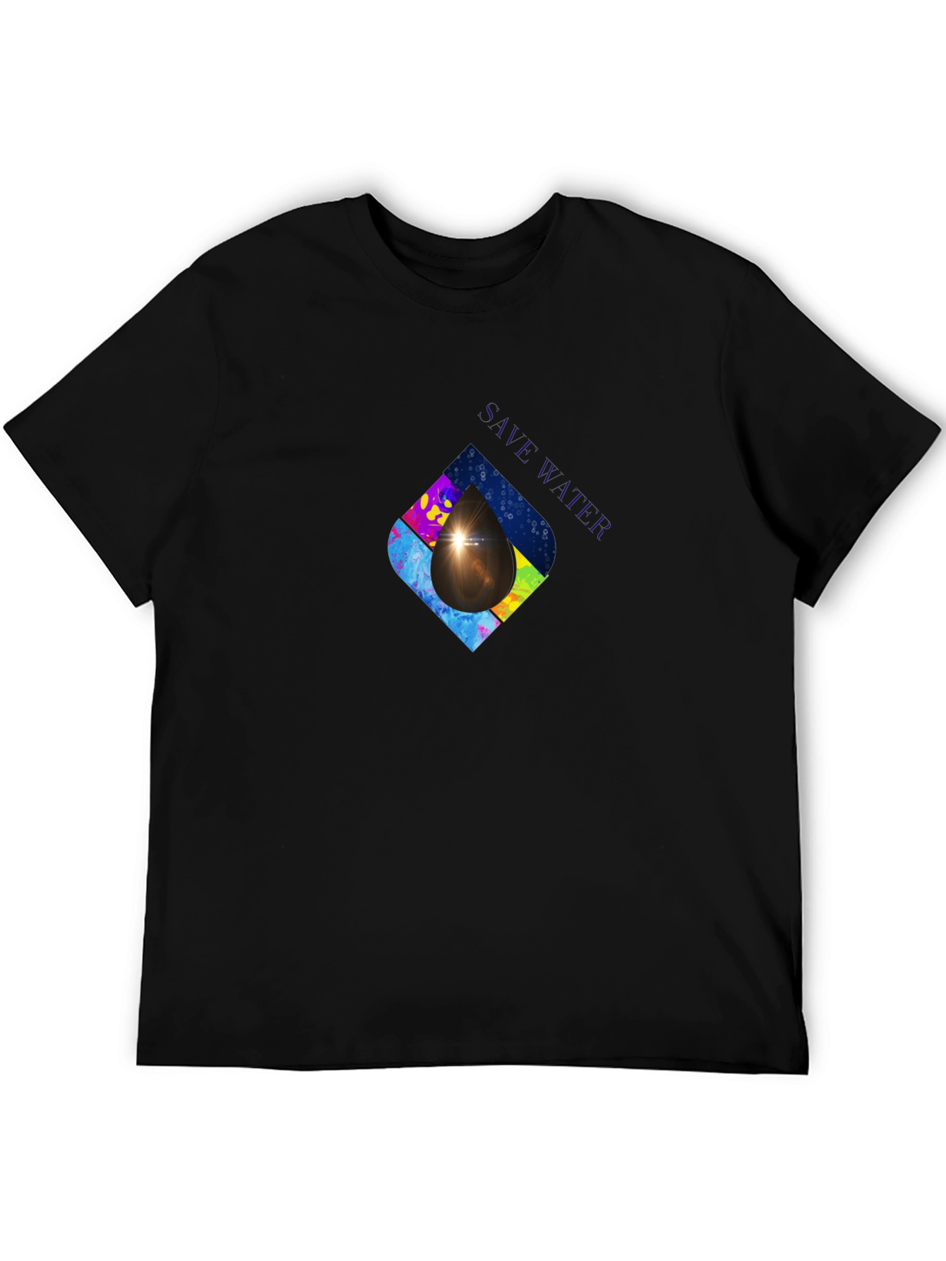 Save Water Graphic Print Black T-Shirt