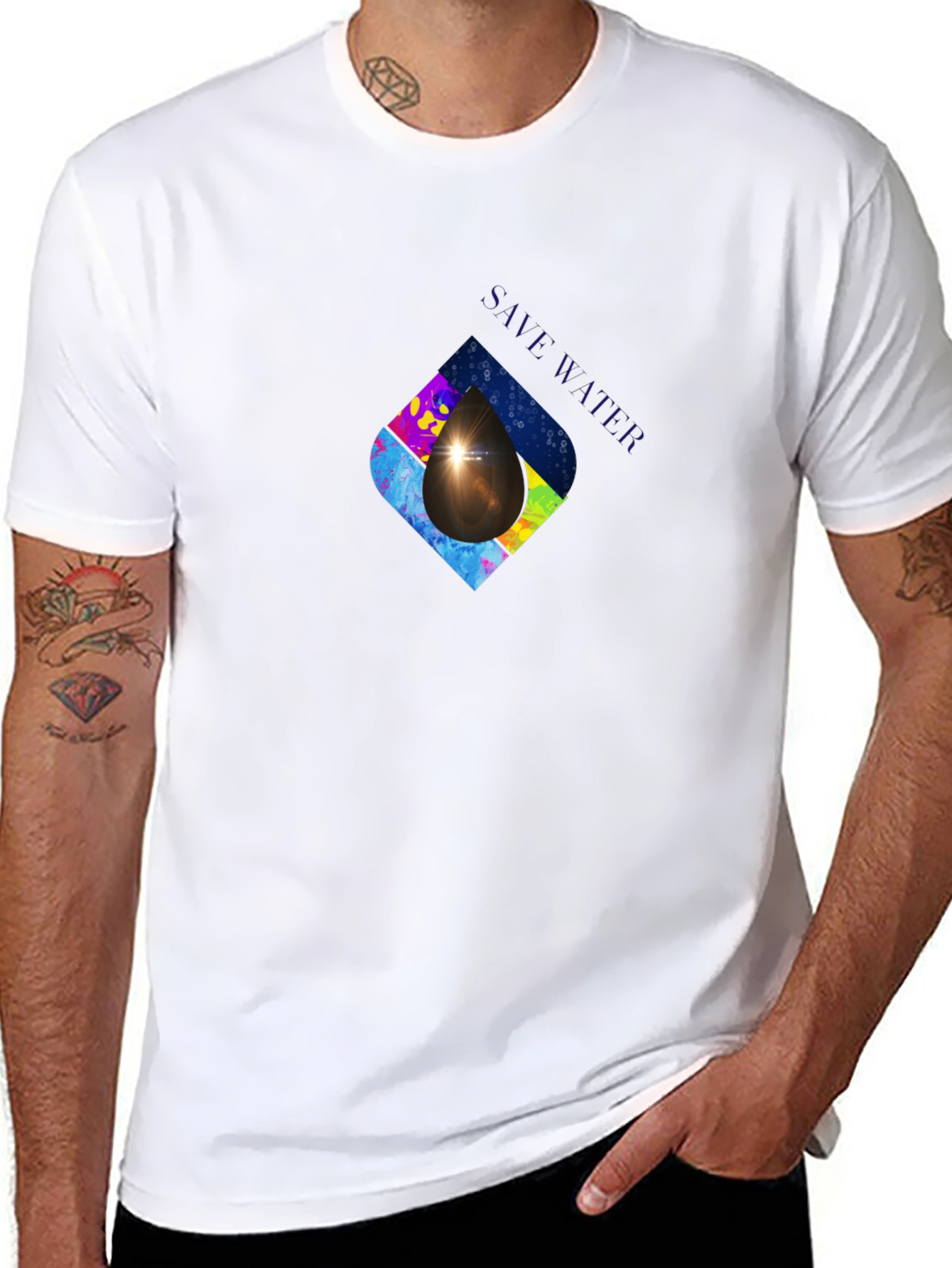 Save Water Graphic Print Black T-Shirt