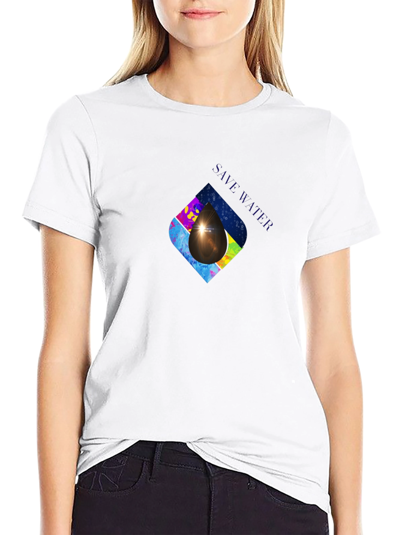 Save Water Graphic Print Black T-Shirt