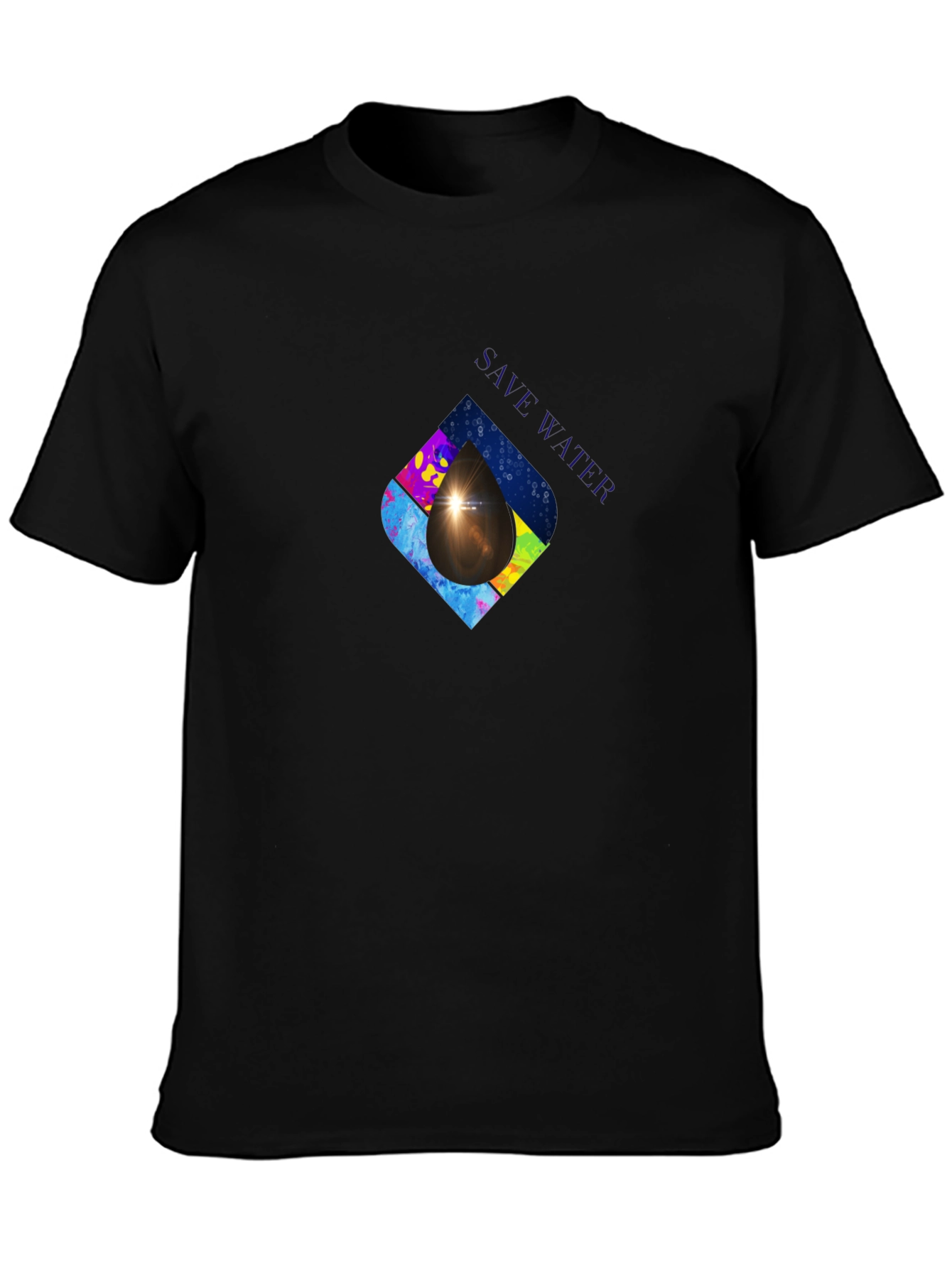 Save Water Graphic Print Black T-Shirt